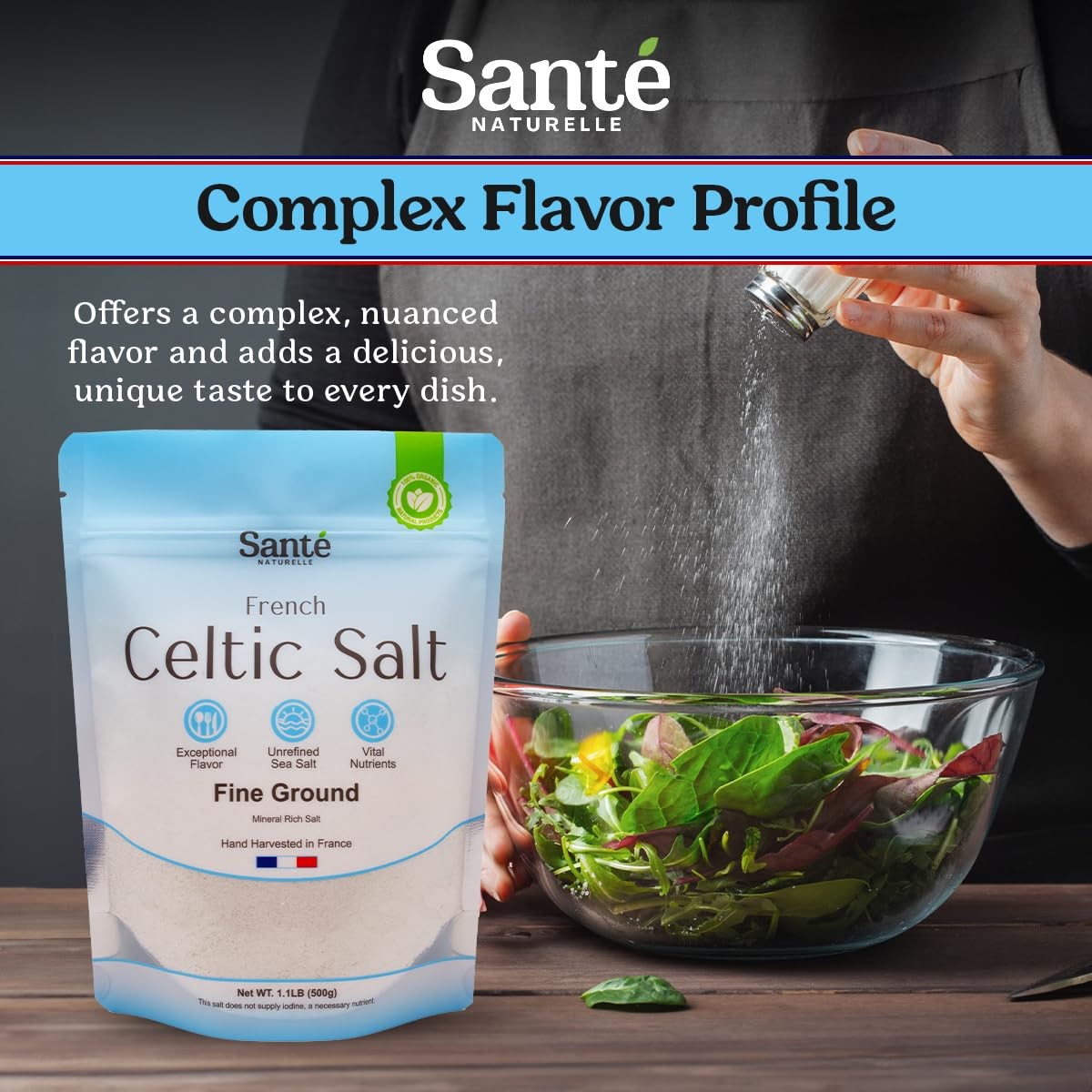 Sante Naturelle Celtic Salt Organic Fine Ground 1.1lb 18oz Unrefined French …