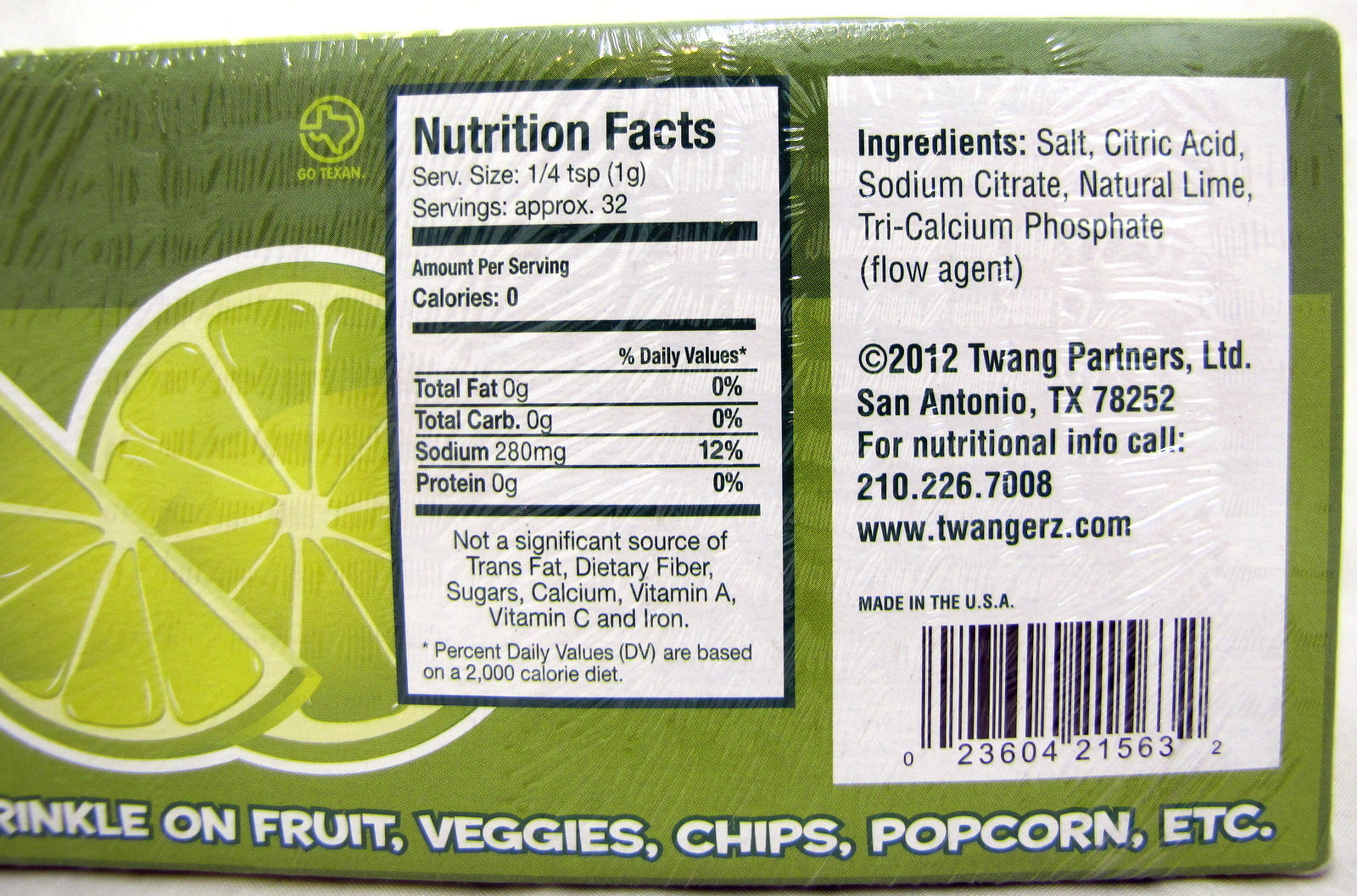 Twang Twangerz Salt Lime Bulk 10 Ct Snack Topping 1.15 Ounce Shakers Popcorn