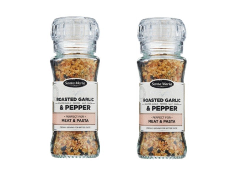 2x Santa Maria Roasted Garlic Pepper Spice Grinder 80g Seasoning Mix Kitchen