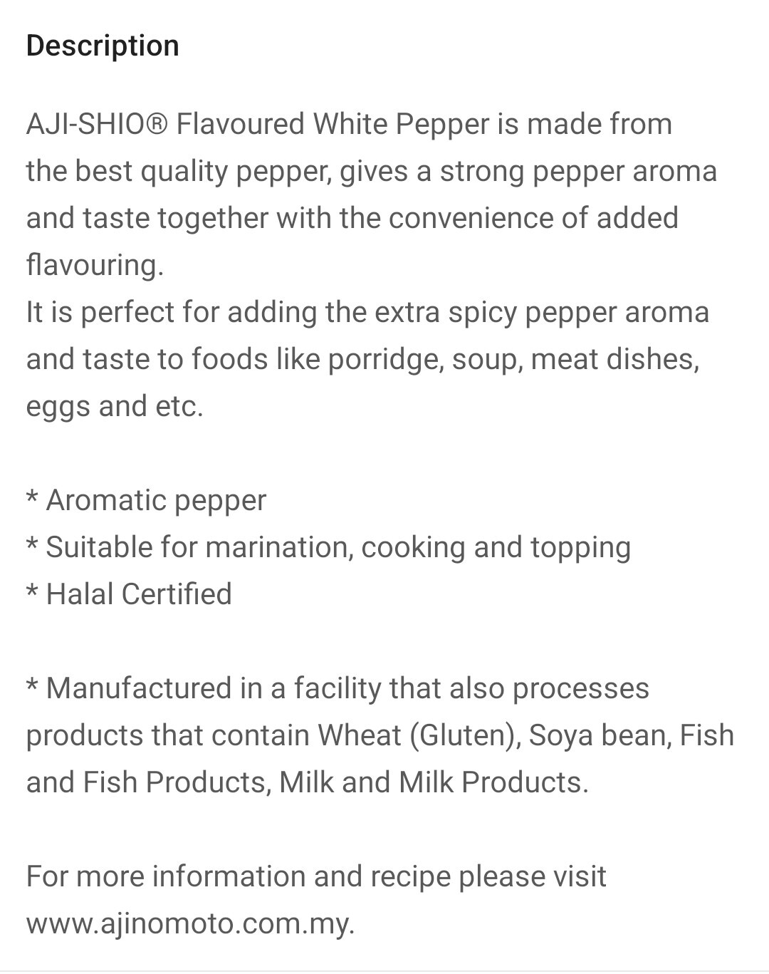 Flavoured Pepper Ajishio (5 black pepper + 5 white pepper # 10 bottle) x 80gram
