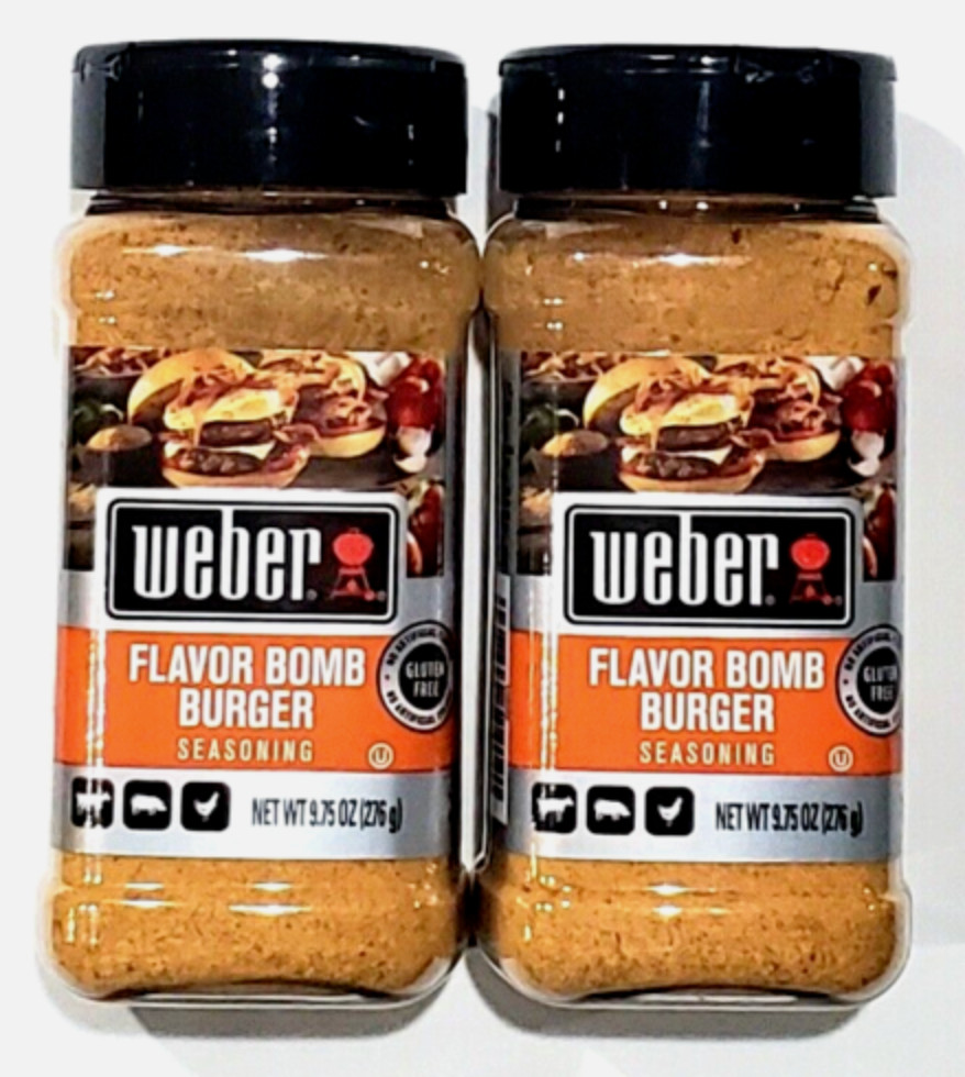 2 Pack Weber FLAVOR BOMB BURGER Seasoning Spice 9.75oz Grill Favorite Large Size