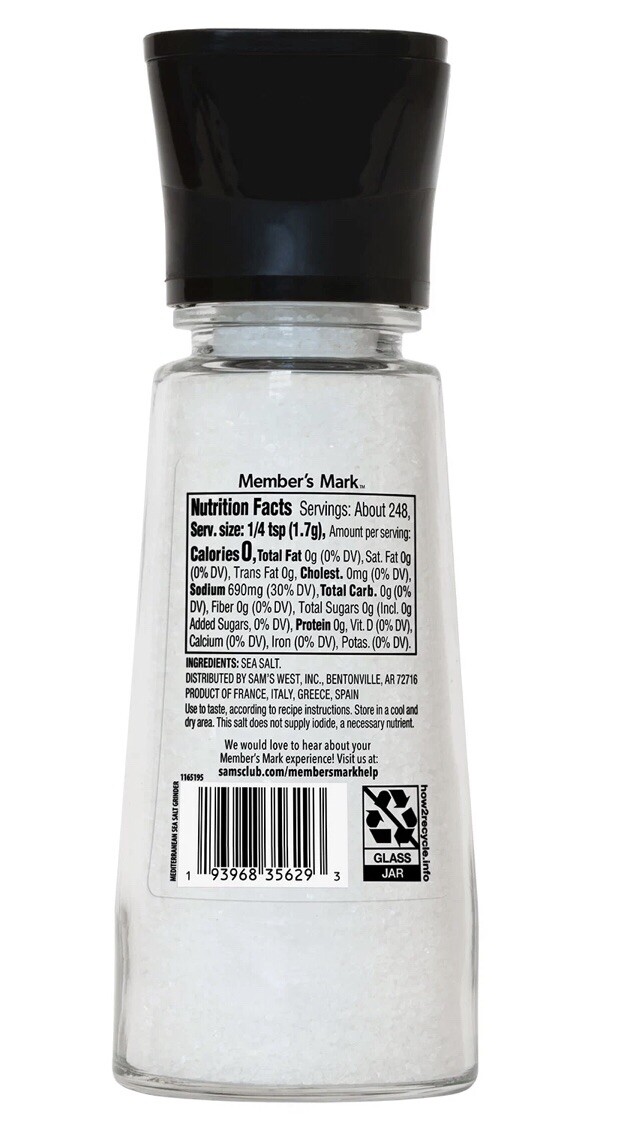 Member’s Mark Mediterranean Sea Salt Grinder, 14.9 Oz 🔥*2 PK