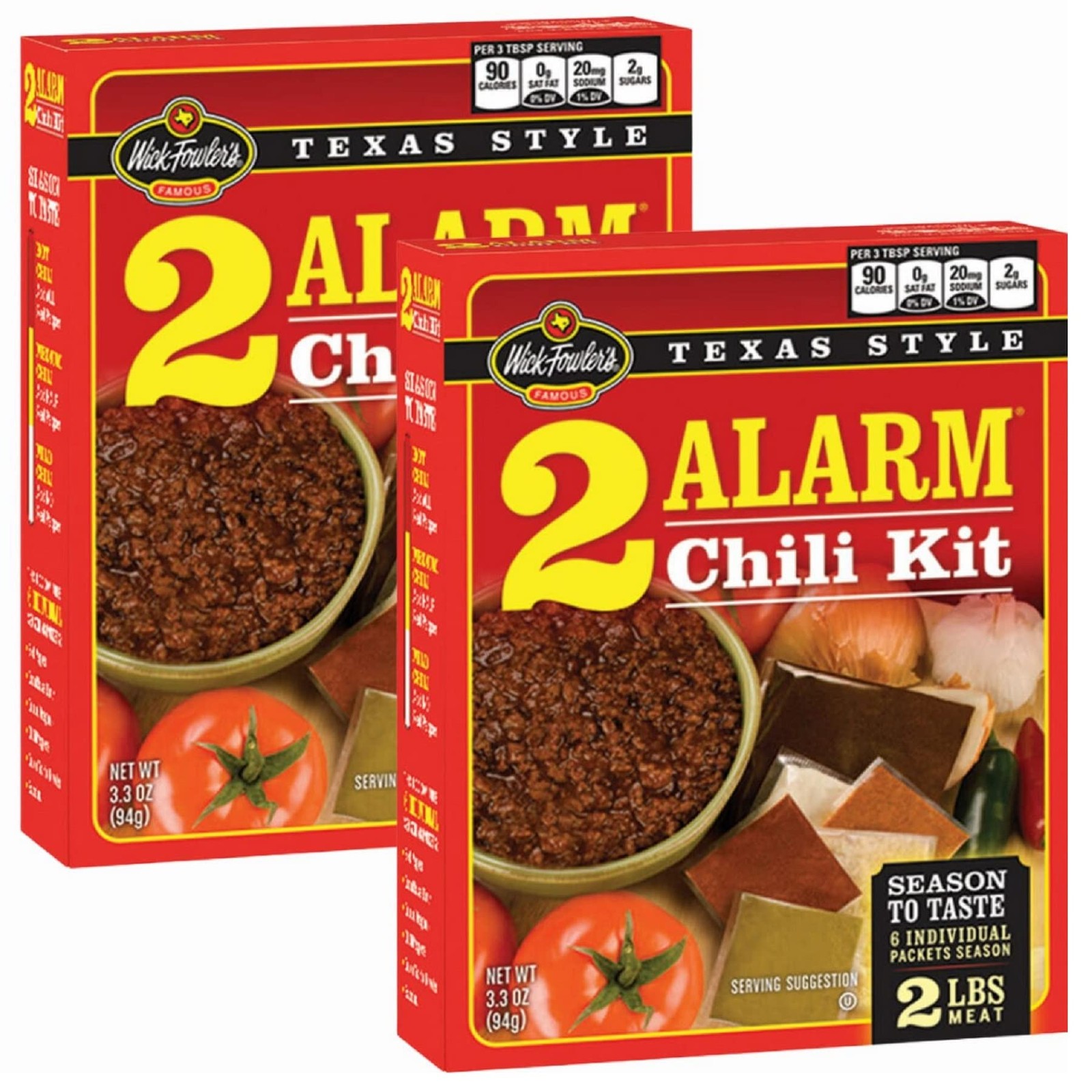 Wick Fowler’s 2-Alarm Chili Kit, Texas Style 3.3 Ounce (Pack of 2)