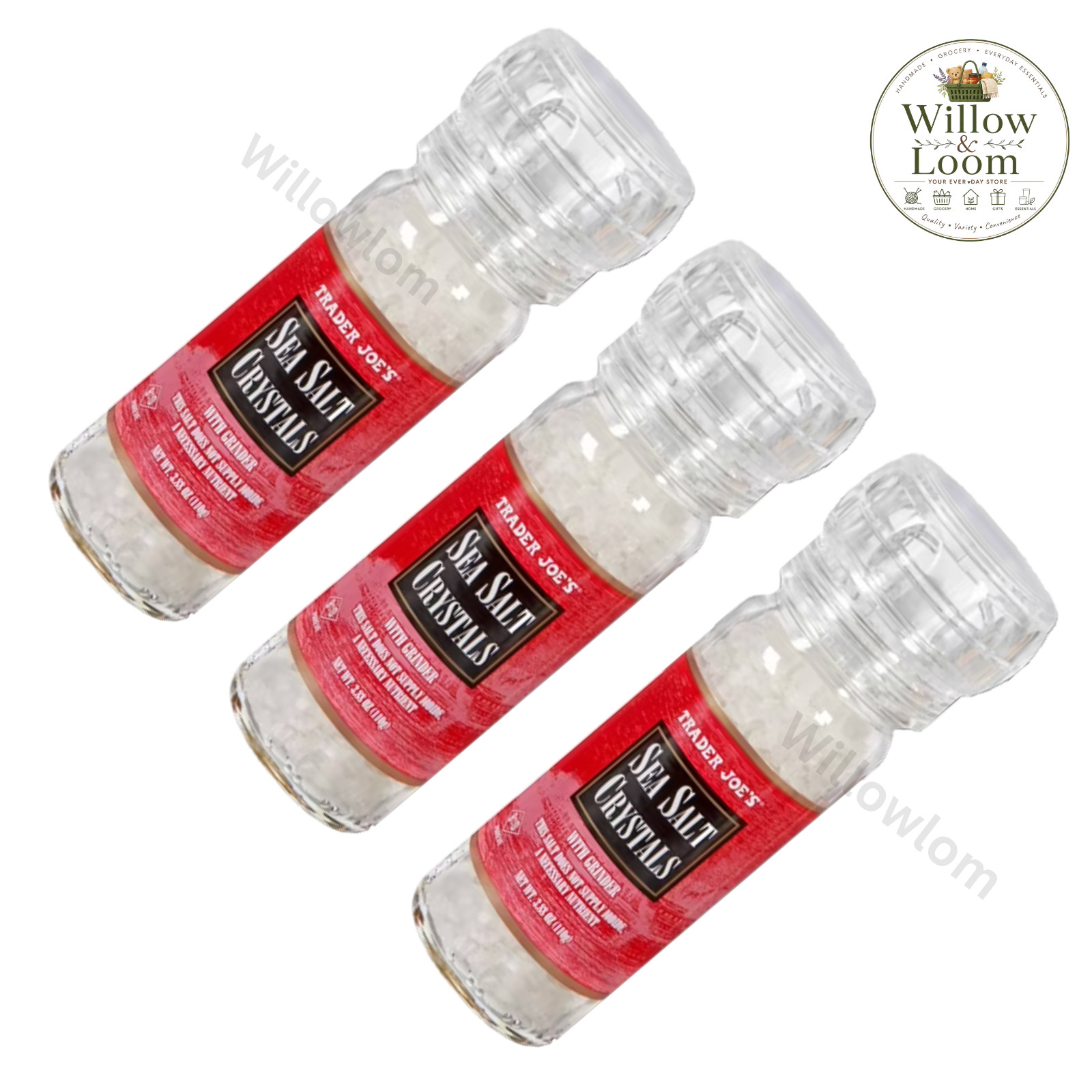 Trader Joes Sea Salt Crystals with Grinder Each Pack 3.88oz Pareve New Pack Of 3
