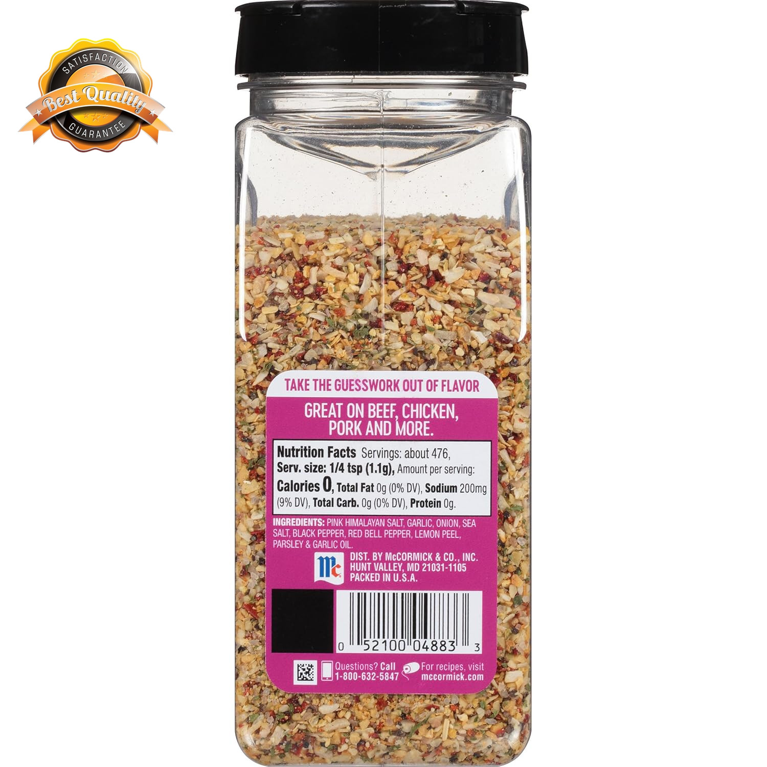 Himalayan Pink Salt with Black Pepper and Garlic All Purpose Seasoning, 18.5 Oz