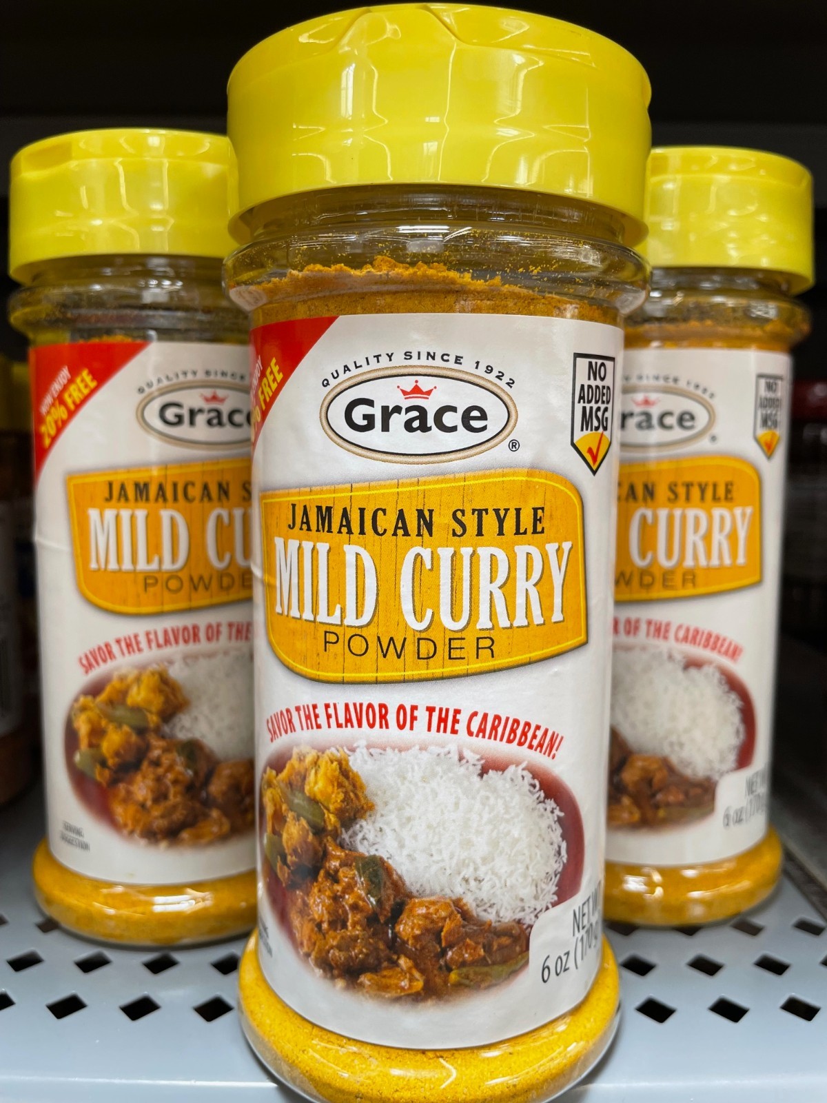 3 Pack Grace Jamaican Mild Curry Powder 6 oz Bottles Caribbean Seasoning
