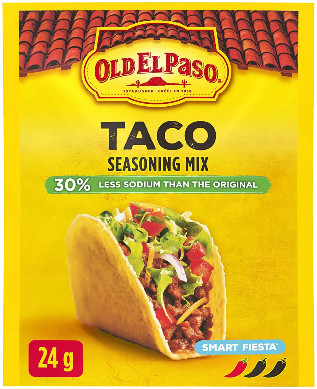 Old El Paso Smart Fiesta Reduced Sodium Taco Seasoning Mix, 24g/0.8 oz.,