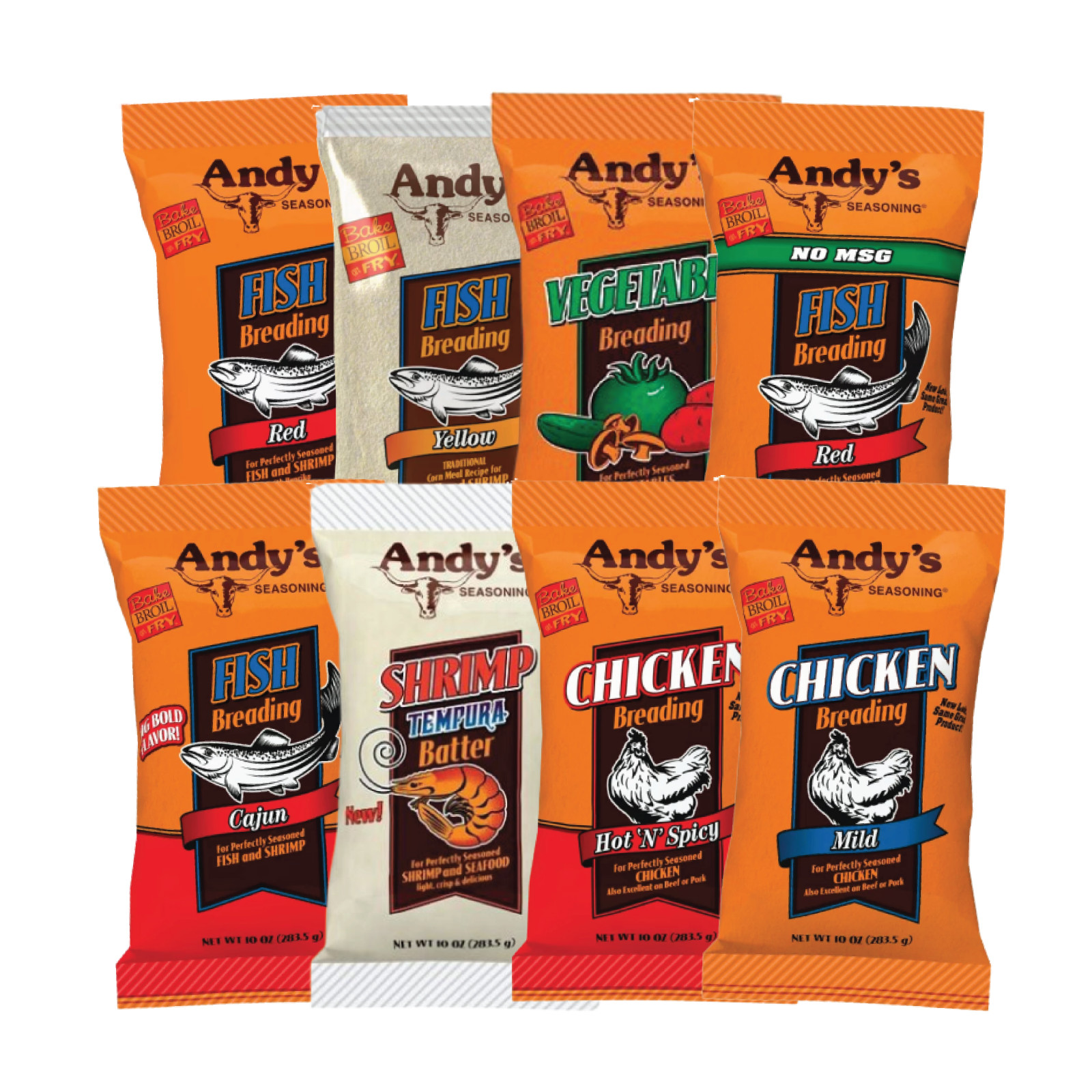 Andy’s Seasoning Variety Chicken Fish & Shrimp Breading | 10oz | Mix & Match