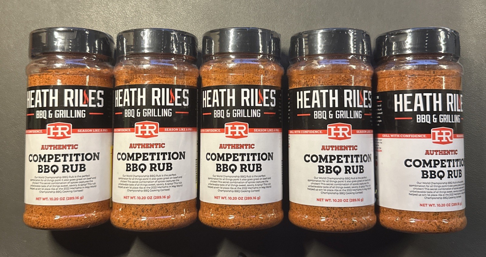5 PACK – Heath Riles BBQ & Grilling Competition BBQ Rub – 10.2 oz, SEALED