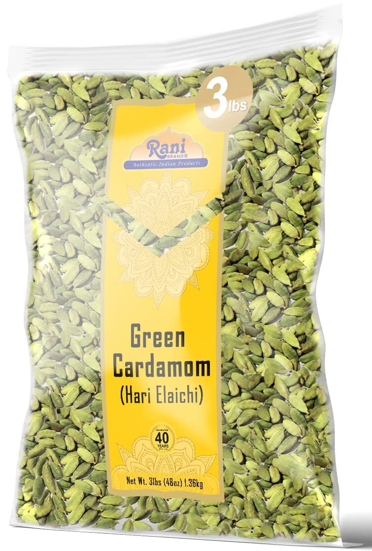 Rani Green Cardamom Pods Spice (Hari Elachi) 48oz (3lbs) 1.36kg