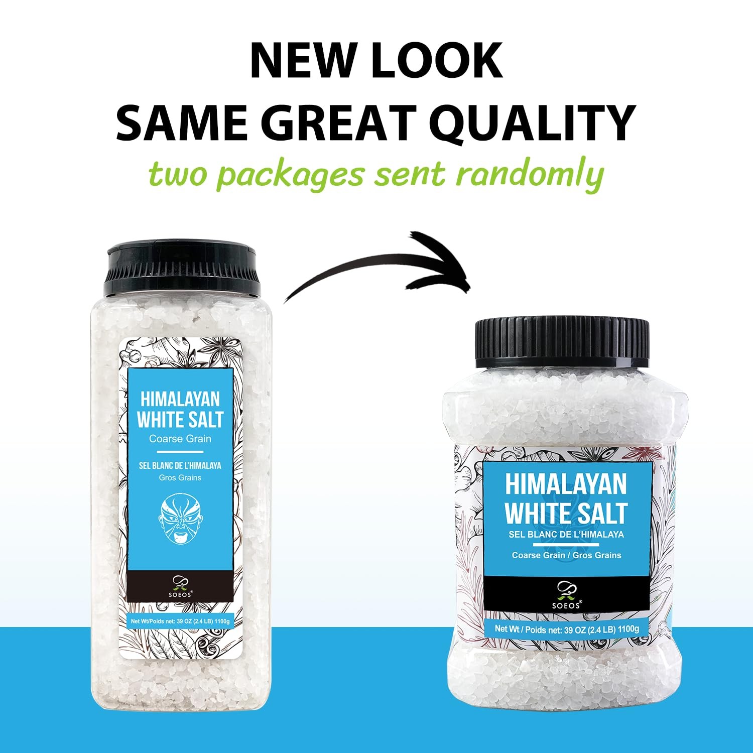 Soeos Himalayan White Salt, Coarse Grain, 39 oz (2.4 39 Ounce (Pack of 1)
