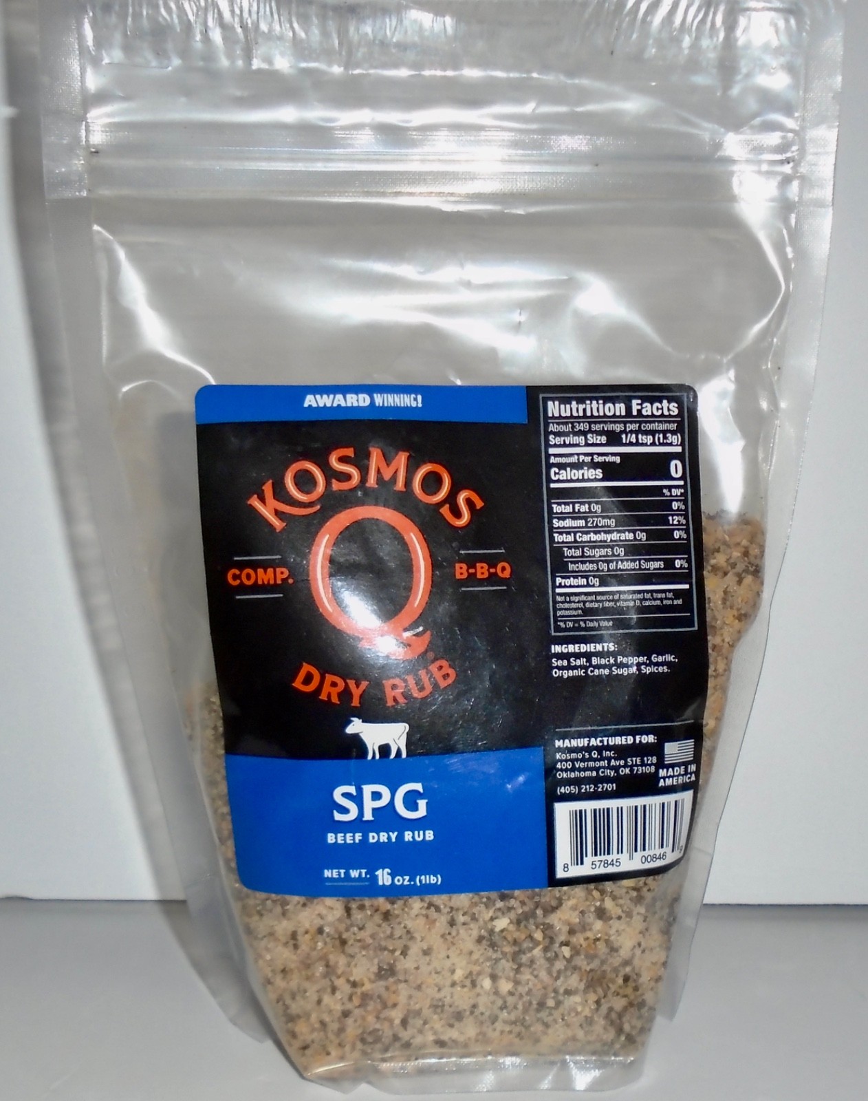 NEW KOSMOS BBQ BEEF DRY RUB, SPG BEEF DRY RUB- 16Oz. – 1 LB. RESEALABLE BAG