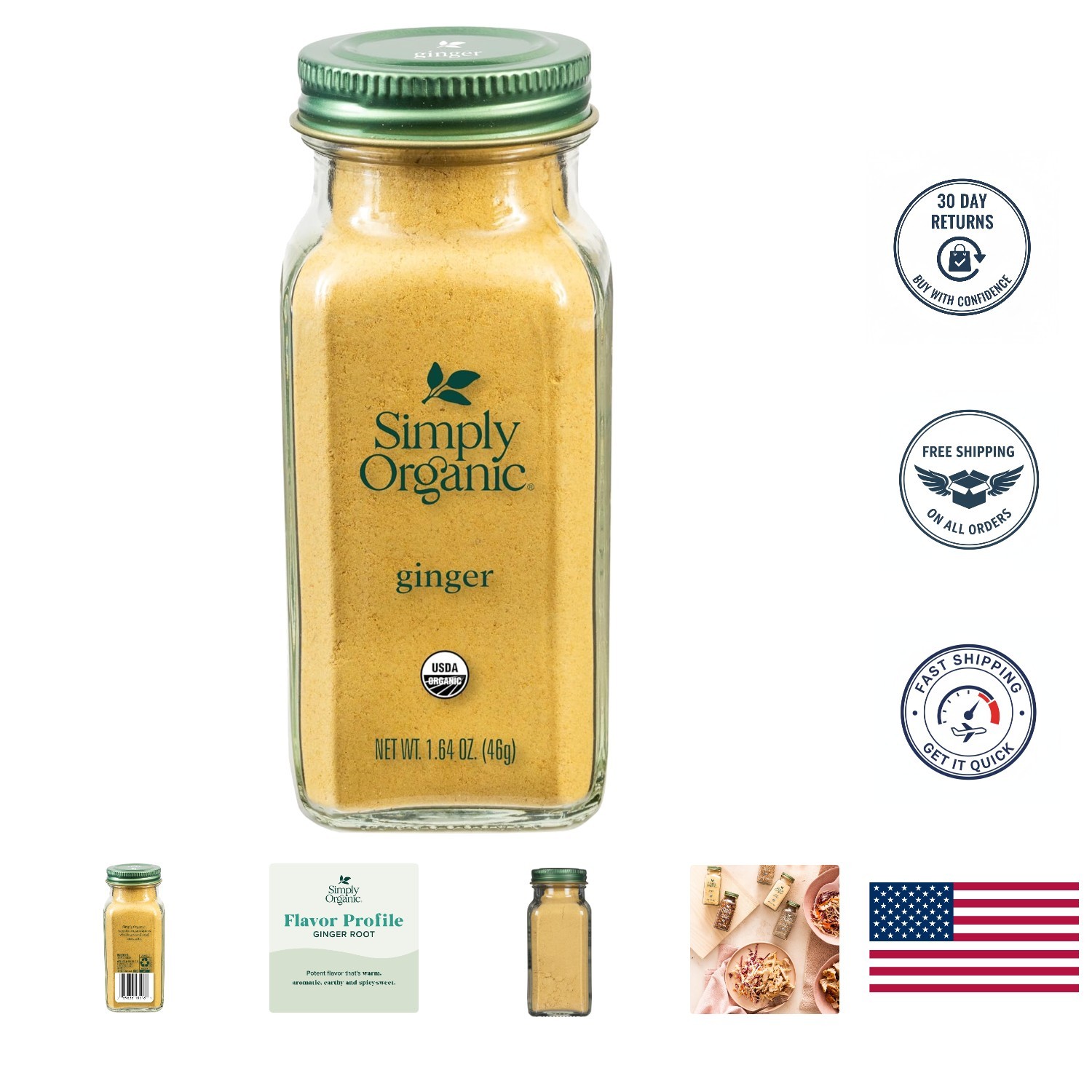 Zesty Organic Ground Ginger Root 1.64 Oz – Non Irradiated Flavor Booster