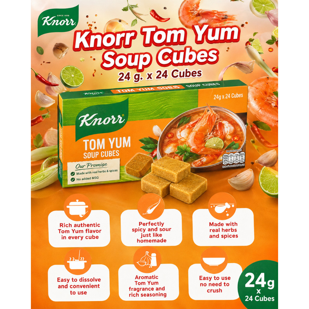 Thai Tom Yum Seasoning Cubes Knorr 24 Cubes Soup Base Cooking Stock Cube