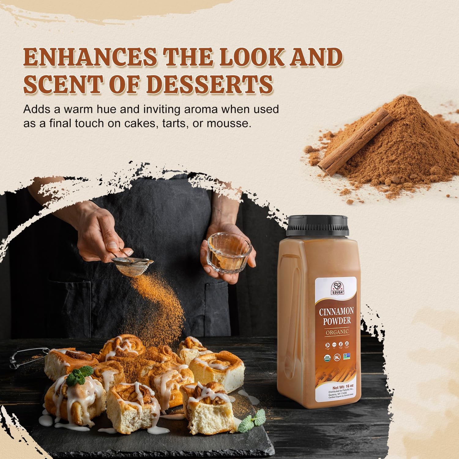 52USA Organic Cinnamon Powder,1 lb (16oz),Pure Ground Cinnamon, 100% 16 oz