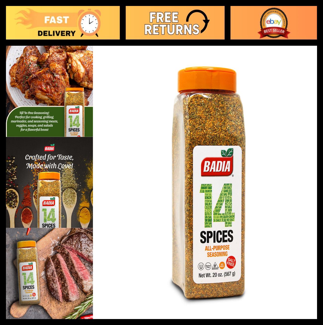 Salt-Free All Purpose Seasoning – 14 Spices Blend with Garlic, Onion & Herbs, 20