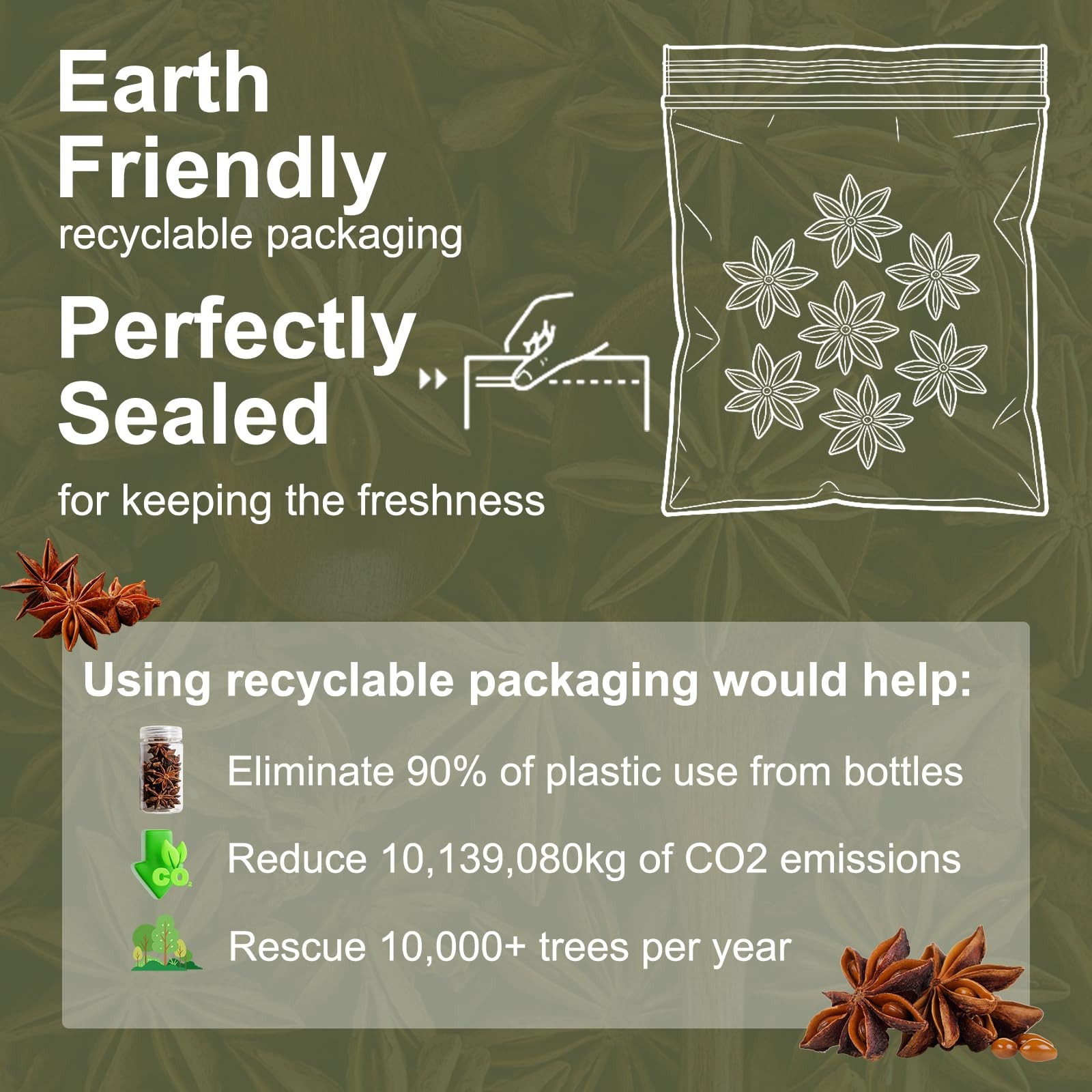 Kah’s Journey Star Anise Whole 16 oz for Cooking, Baking, or Brewing 16oz