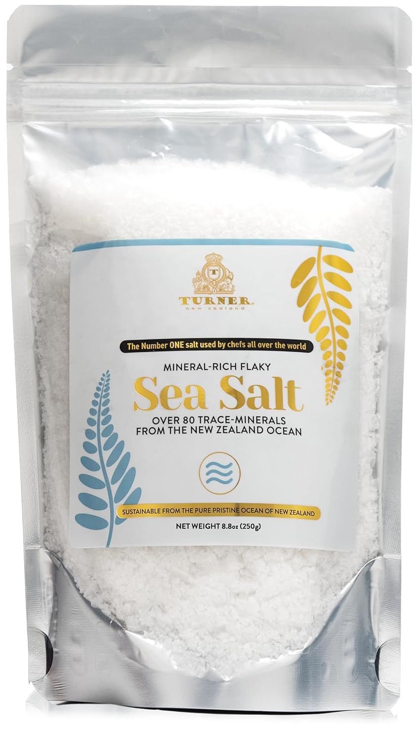TURNER Flaky Sea Salt 8.8 oz Gourmet Natural Sea Salt Flakes New Zealand