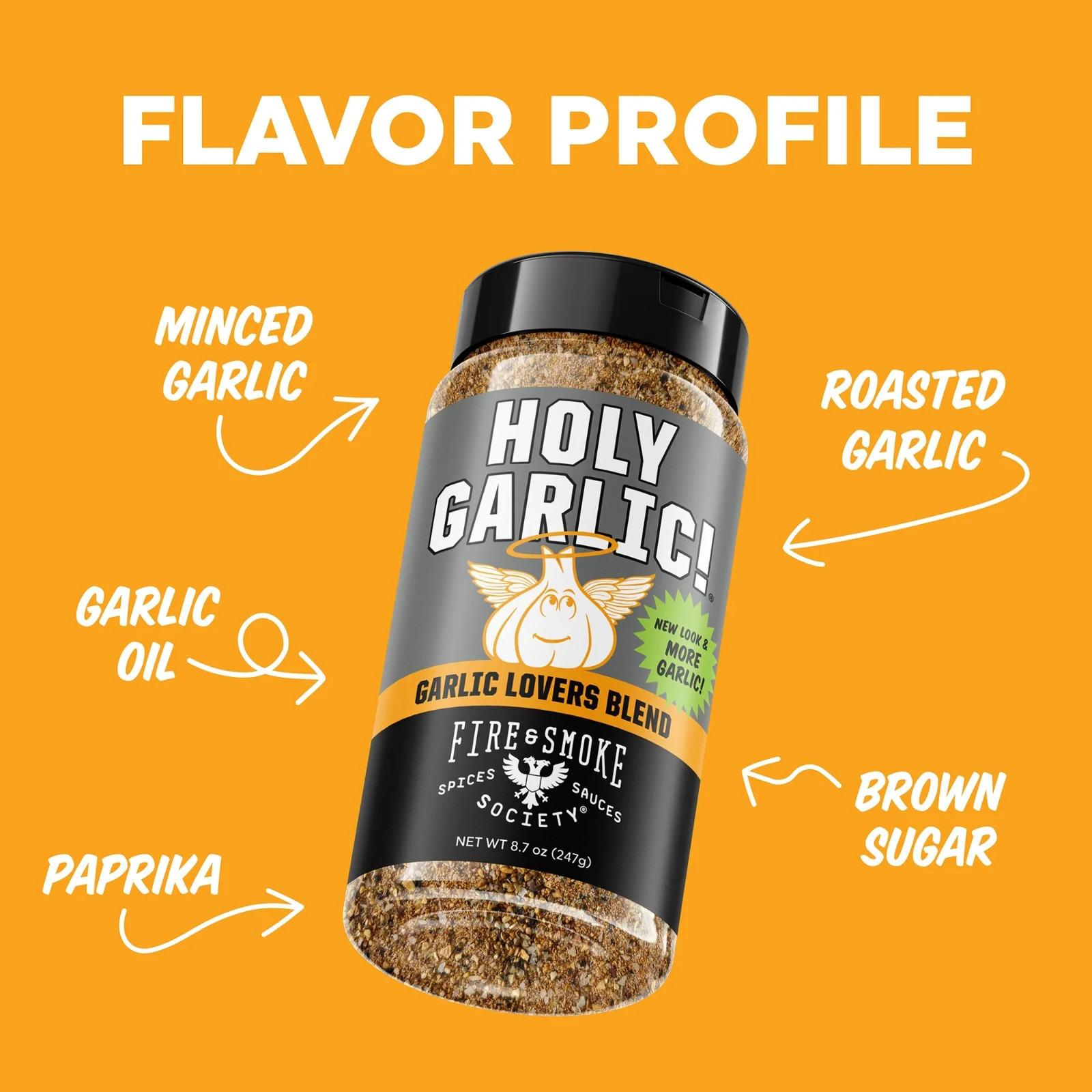 Fire & Smoke Holy Garlic All Purpose Seasoning Blend 8.7 oz sweet Garlic