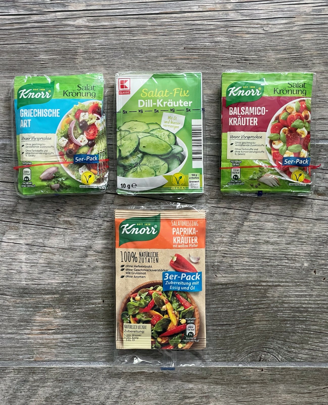 NEW GERMAN Dressing Packets KNORR Dill Balsamic Paprika Greek Art 18 Packs Total