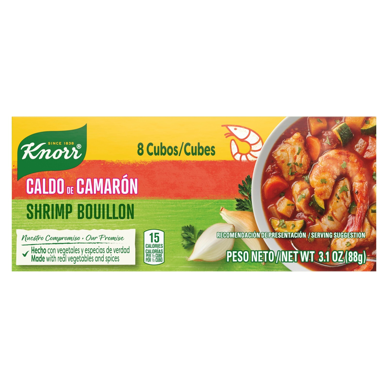 Lot of 6 – Knorr Cube Bouillon Shrimp 3.1 oz, 8 ct – 48 CUBES / 18.6 oz TOTAL