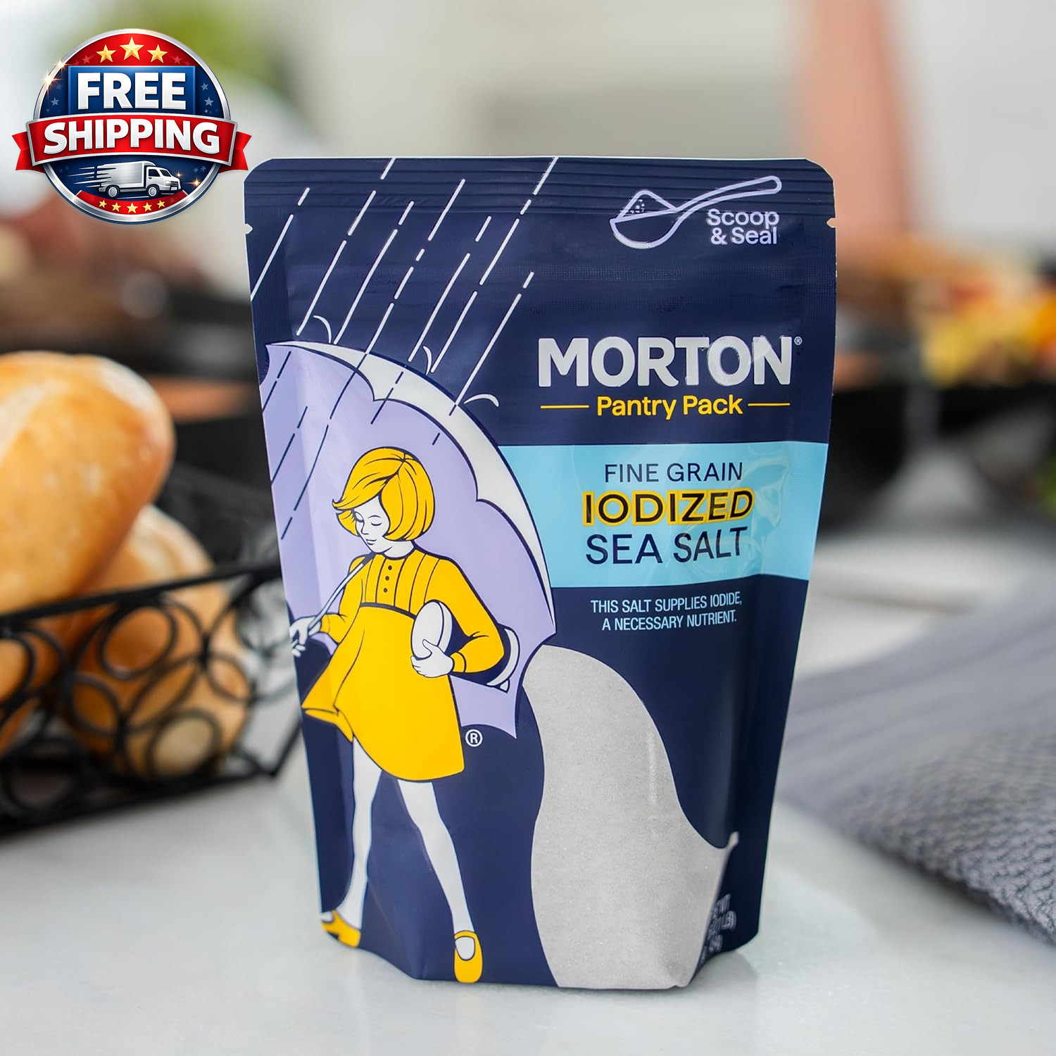 Iodized Sea Salt Fine 1Lb., Resealable Pouch