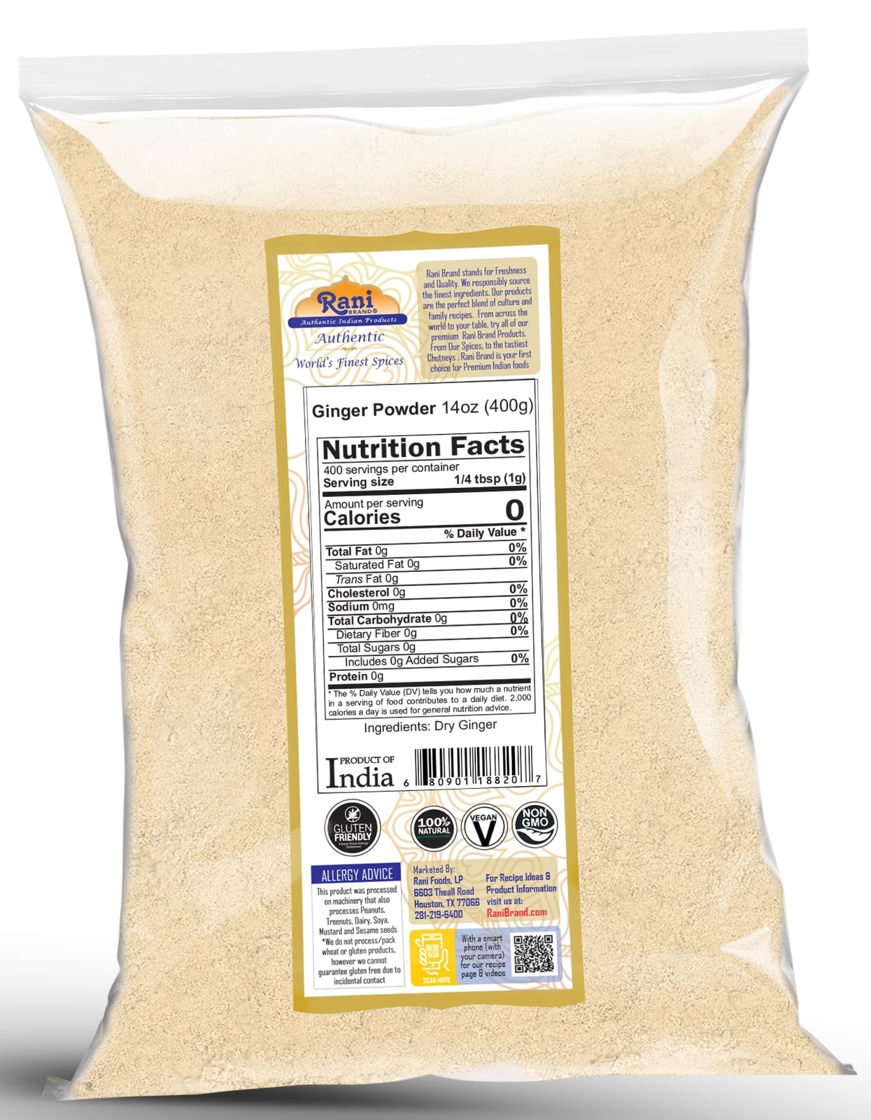 Rani Ginger (Adarak) Powder Ground, Spice 14oz (400g)