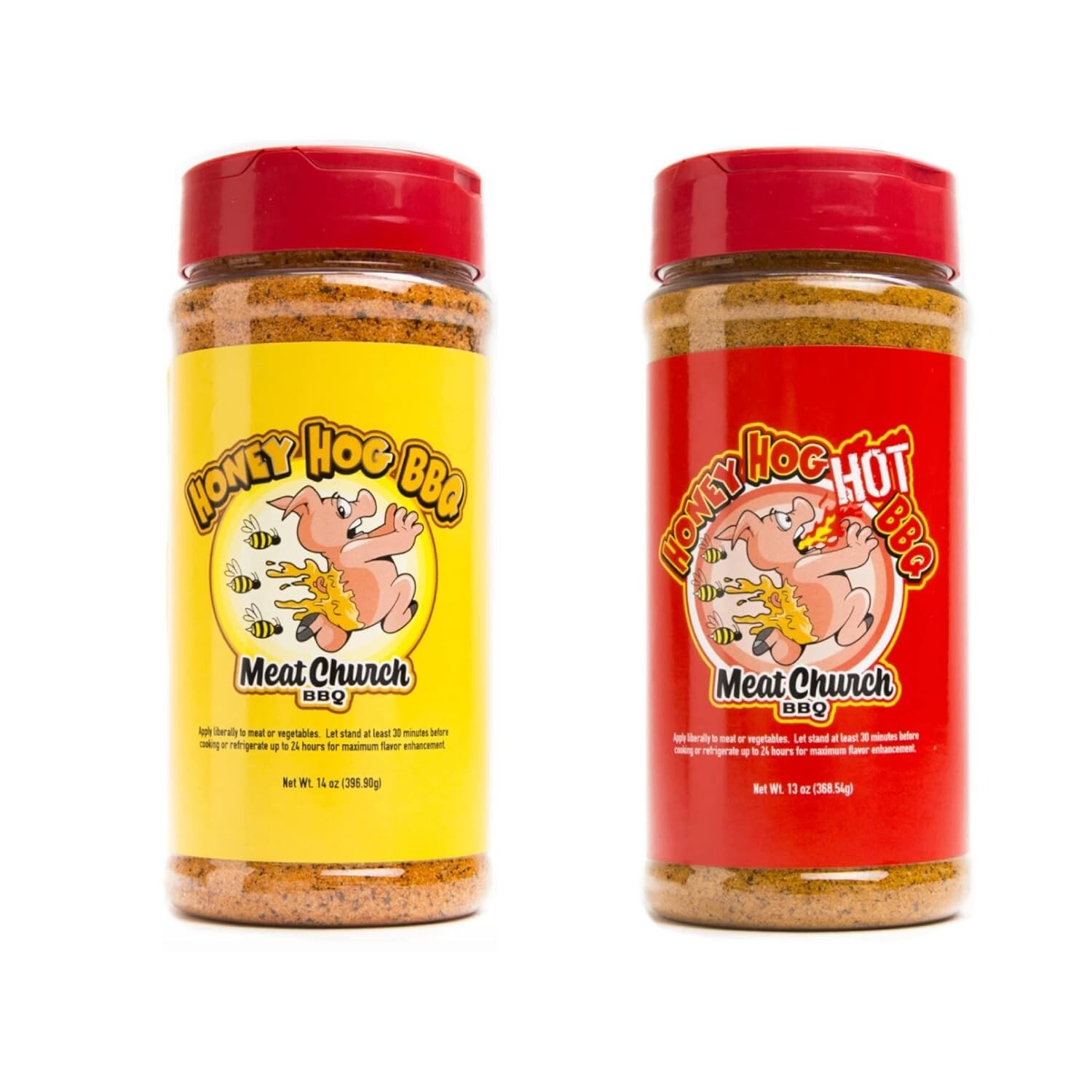 Meat Church Honey Hog BBQ Rub Combo: Honey Hog (14 oz) and Honey Hog Hot (13 oz)