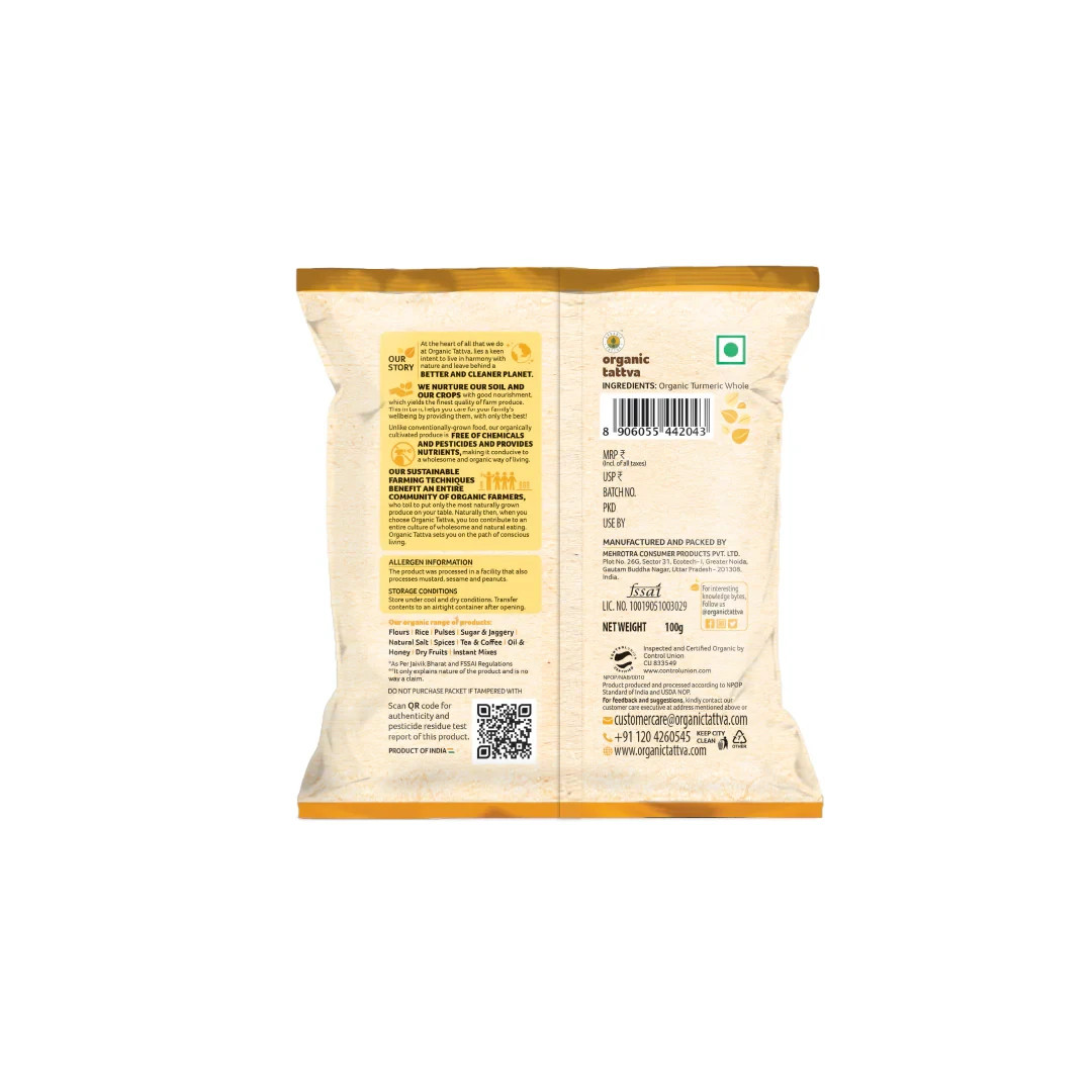 USDA Certified Organic Turmeric Powder Haldi Ground 100g Pure Indian Spice Raw