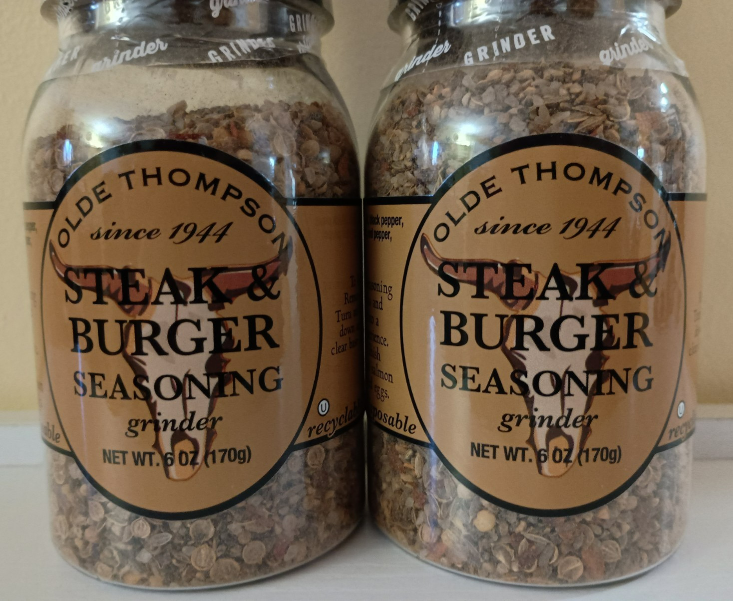 2 Olde Thompson Steak Burger Seasoning 6 Oz Gourmet Spice Grinder Bbq/Cookouts
