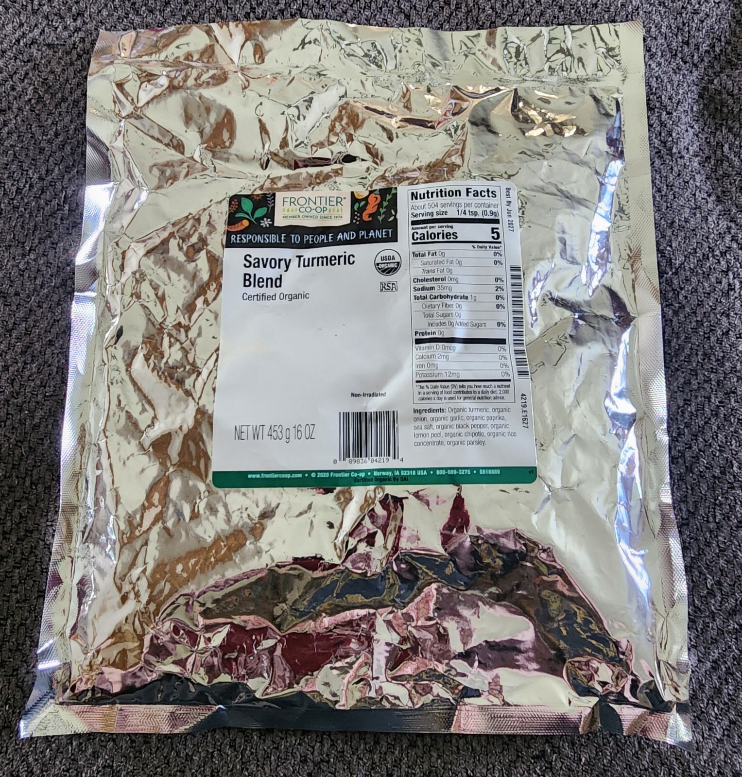 (B1.73) Frontier Co-Op Savory TURMERIC Blend, 16oz, NEW/NOT OPENED, Exp Jun 2027
