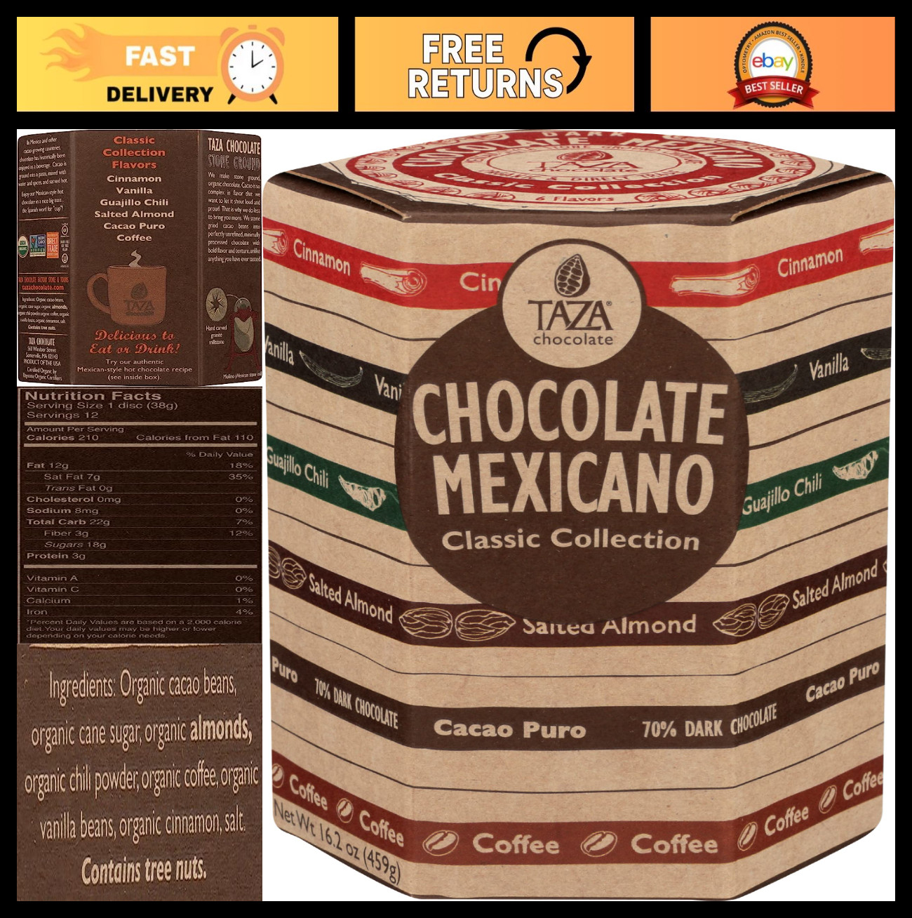 Organic Mexicano Chocolate Discs Variety Pack – Stone Ground, 6 Count, 2.7 oz