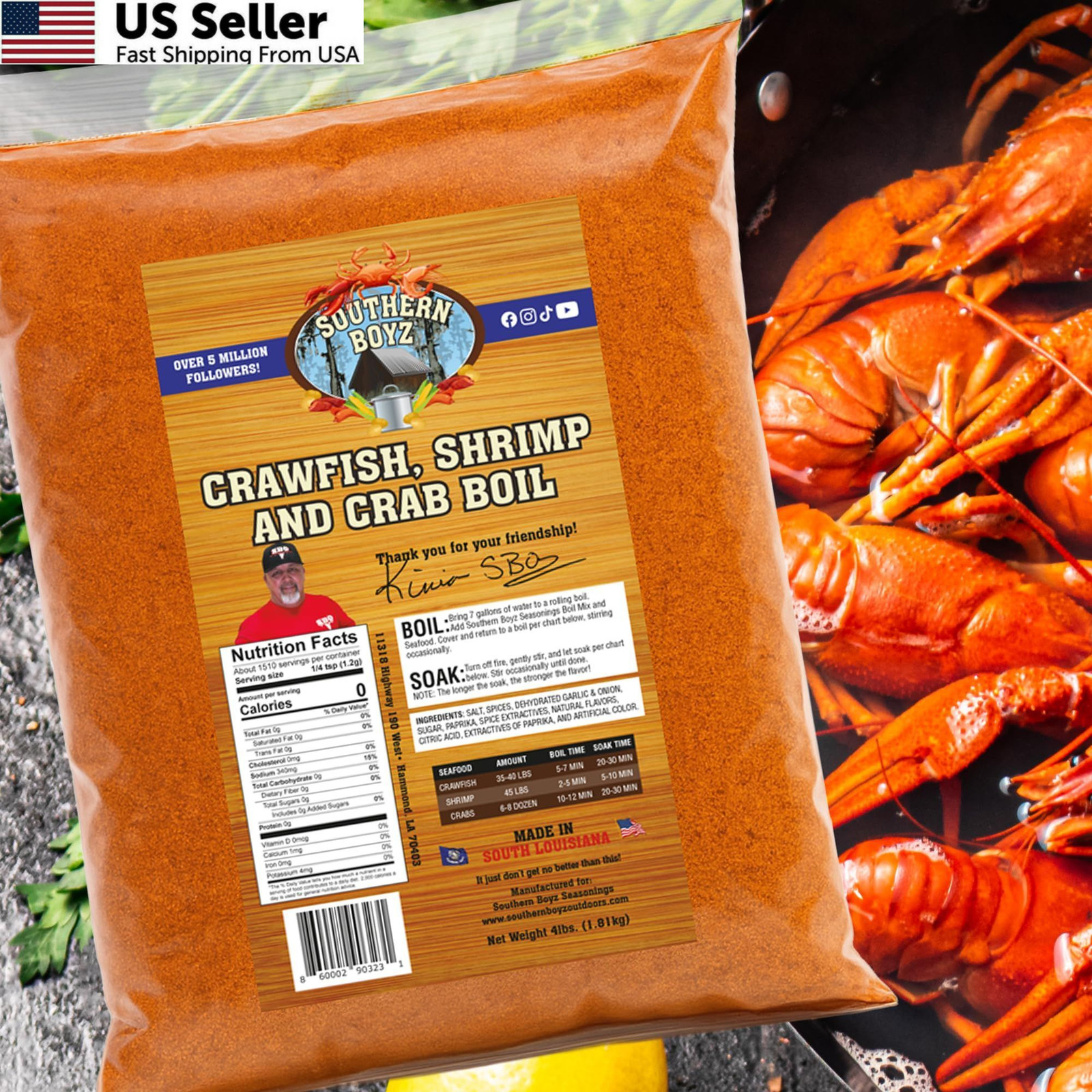 Southern Boyz Seasonings Cajun Seafood Boil – 4 lb Bulk 64 Ounce (Pack of 1)