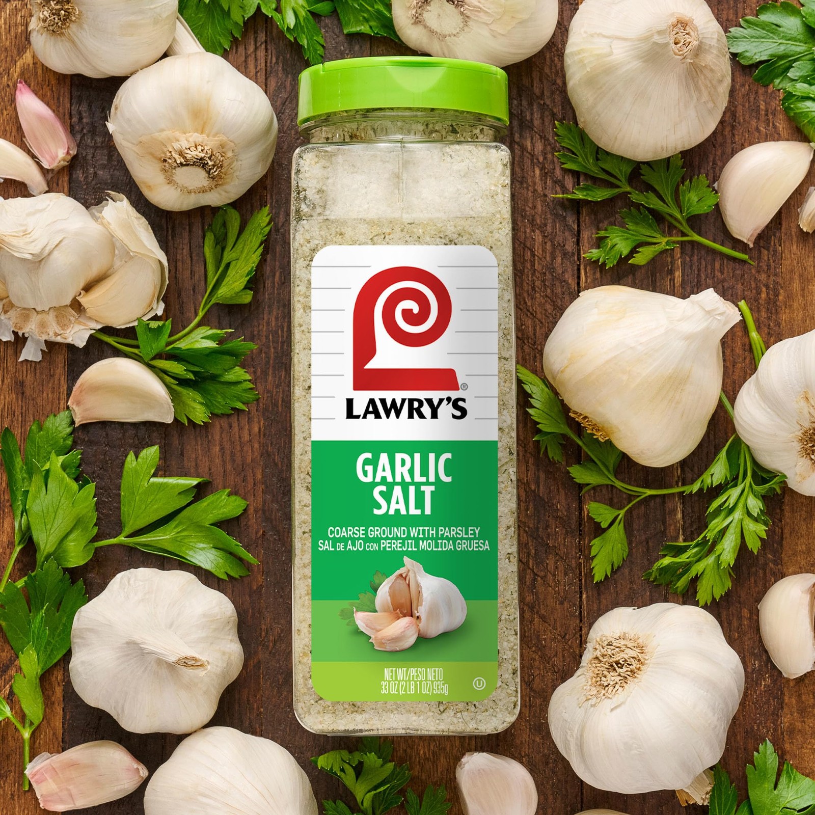 Lawry’s Garlic Salt, Coarse Ground with Parsley, No MSG 33 Ounce (Pack of 1)