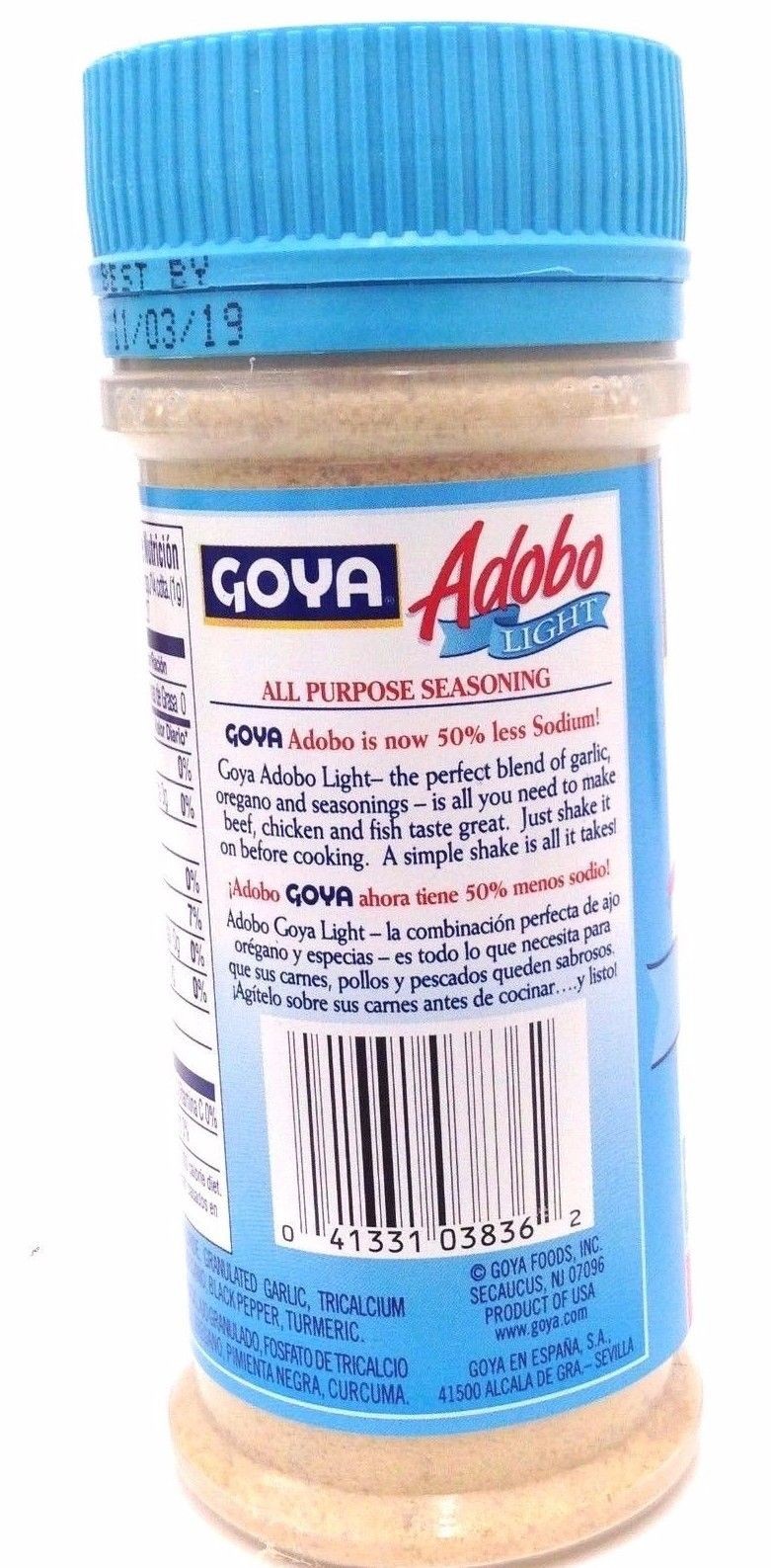 Goya Adobo Light All Purpose Seasoning Bundle with and without Pepper 8 oz each