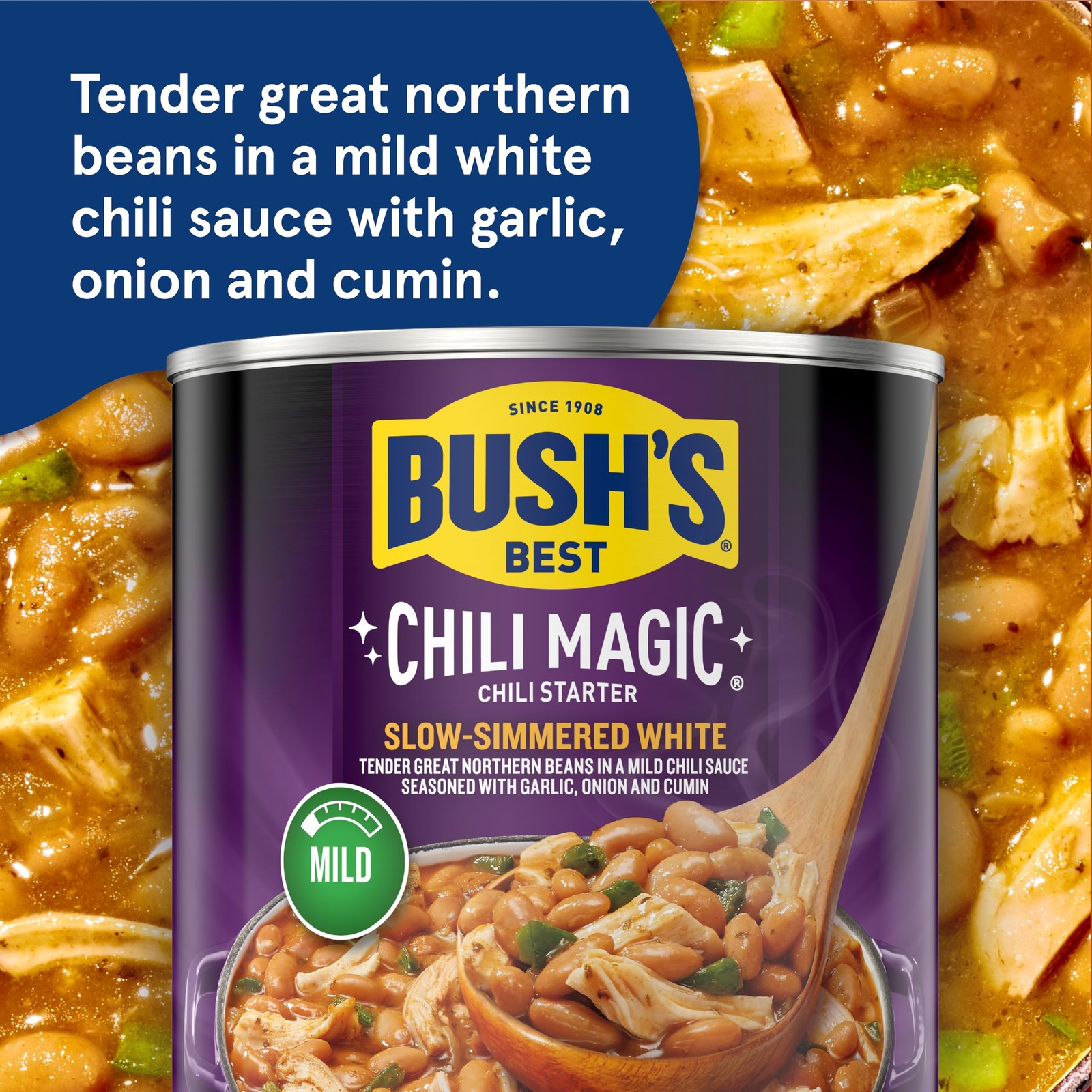 BUSH’S BEST 15.8 oz SlowSimmered White Chili Magic Starter, Gluten Free, 12pack