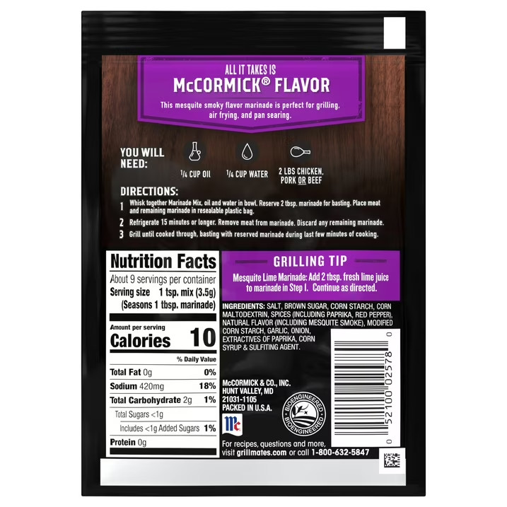 Mccormick Grill Mates Mesquite Marinade Mix, 1.06 Oz (12 pack)