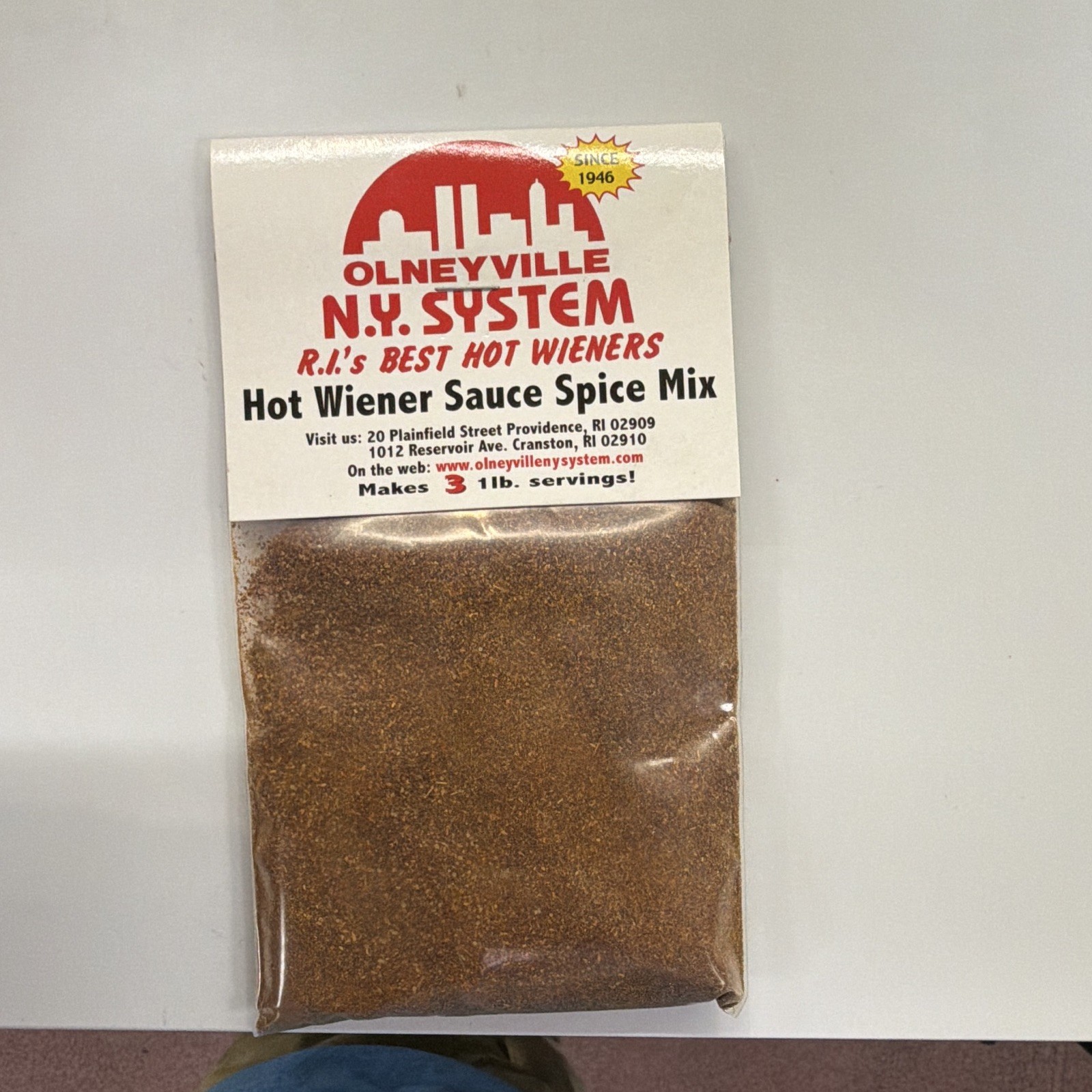 Olneyville N.Y. System Hot Wiener Sauce Spice Mix Seasoning Packet 2.2 oz