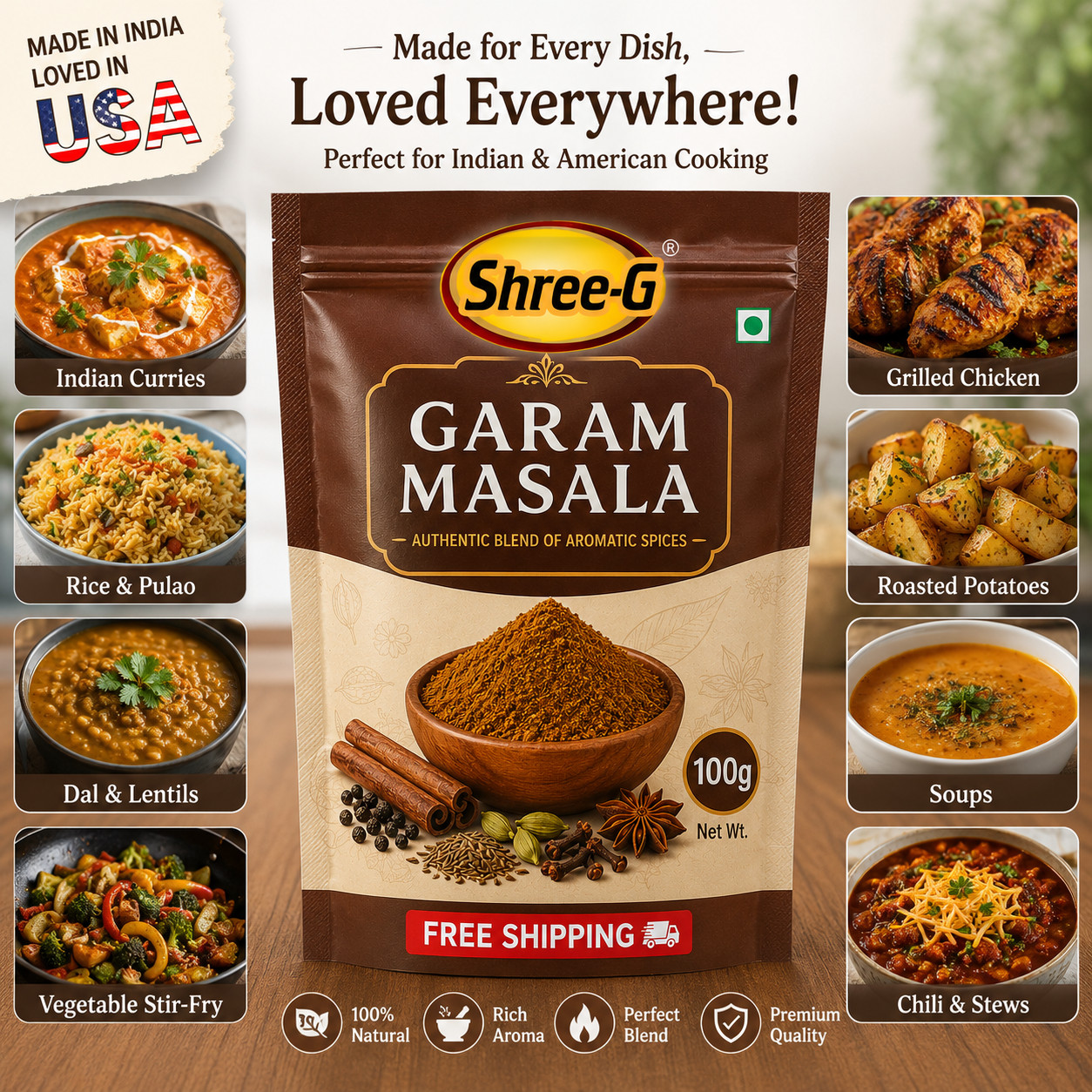 Organic Garam Masala Powder, Authentic Indian Spice Blend, Handmade Ground Spice