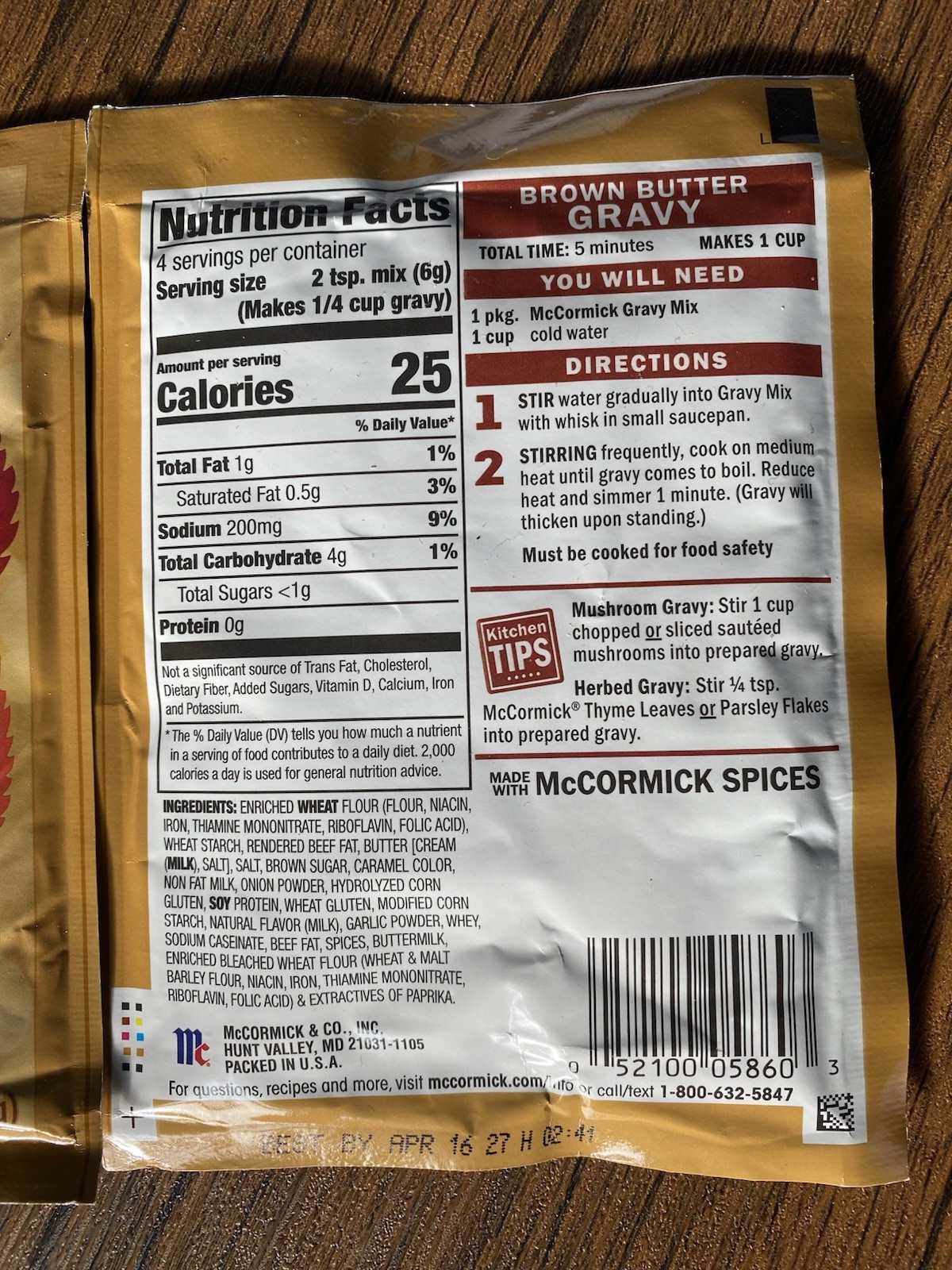 Limited Edition McCormick Brown Butter Gravy Mix 0.87oz. Lot Of 5 Packages