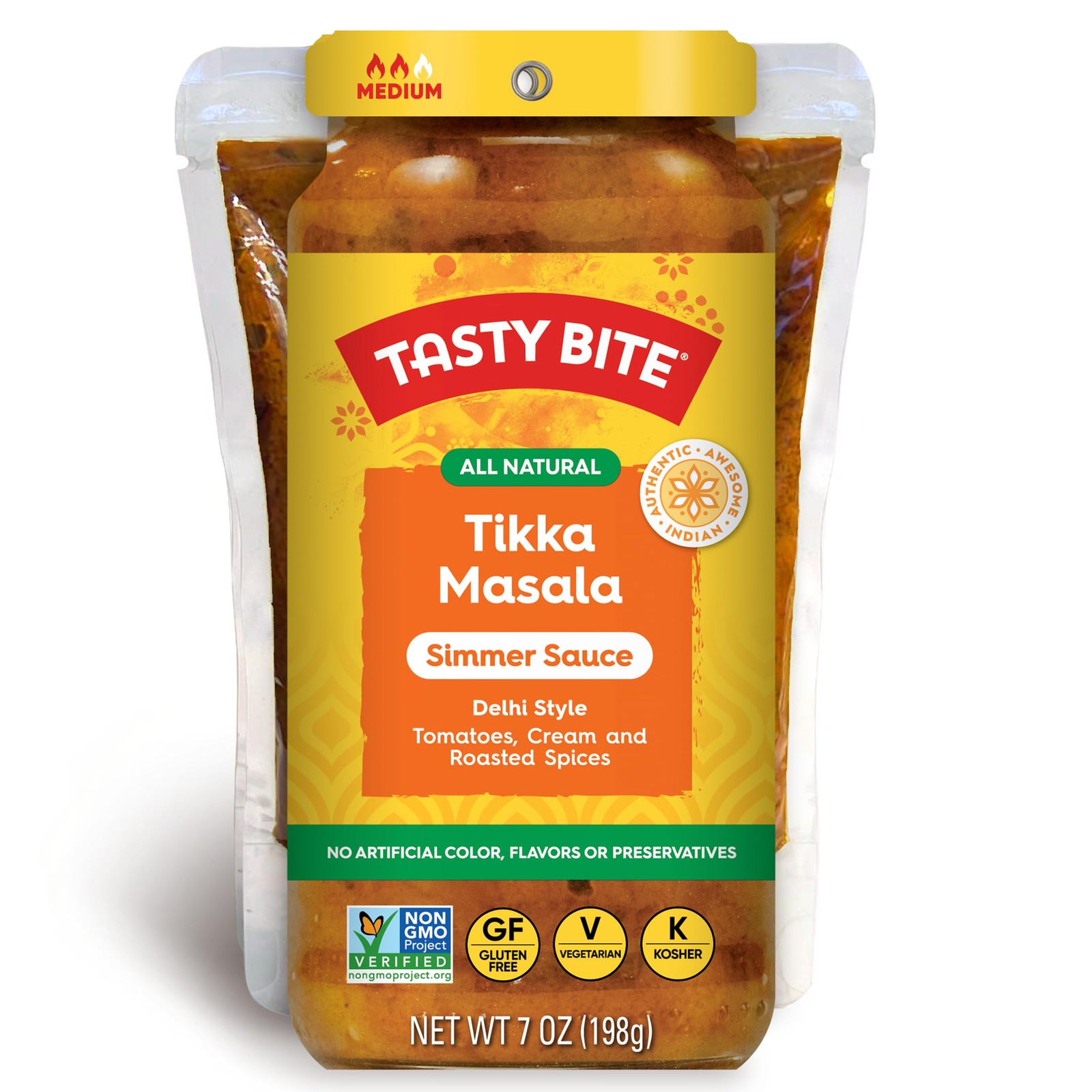 Delhi Style Tikka Masala Simmer Sauce 5-Pack, Vegetarian, Non-GMO, 7-Ounce