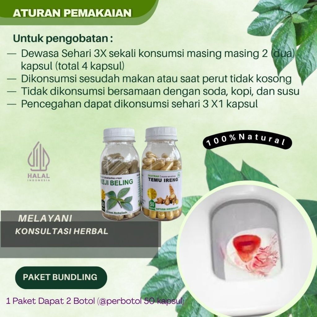 Indonesian Herbal Capsule Bundle Temu Ireng & Keji Beling 2 Bottles