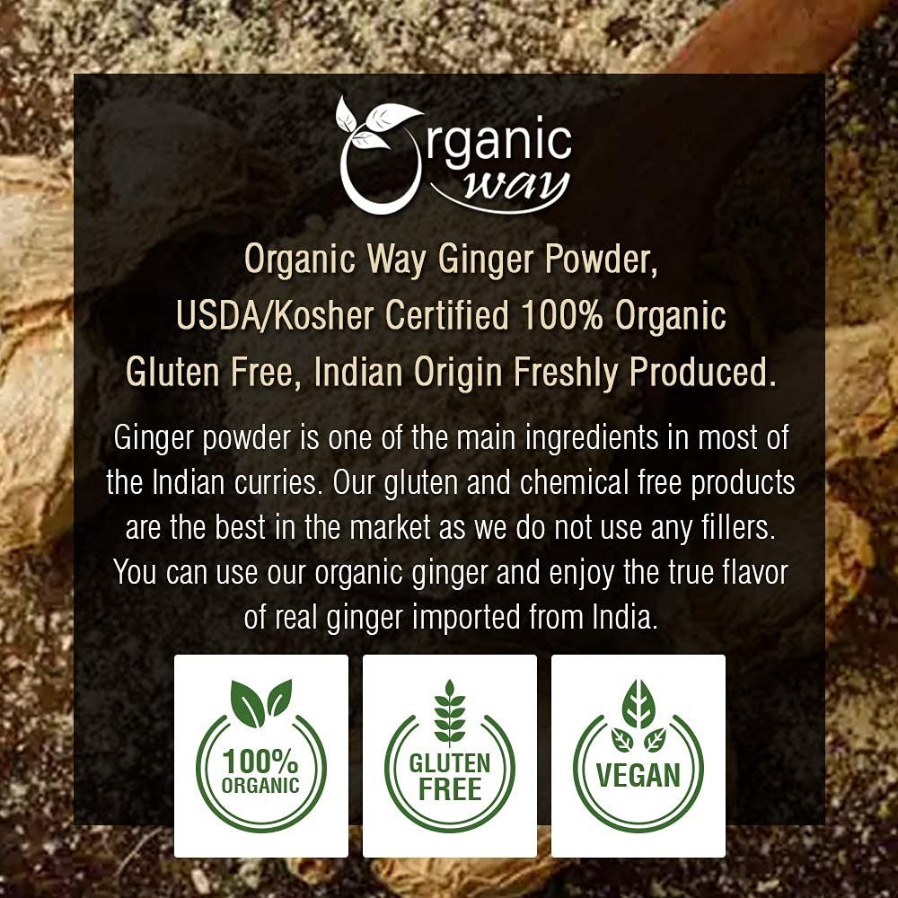 Ginger Root Powder – Organic, Kosher & USDA Certified (1LBS / 16Oz)
