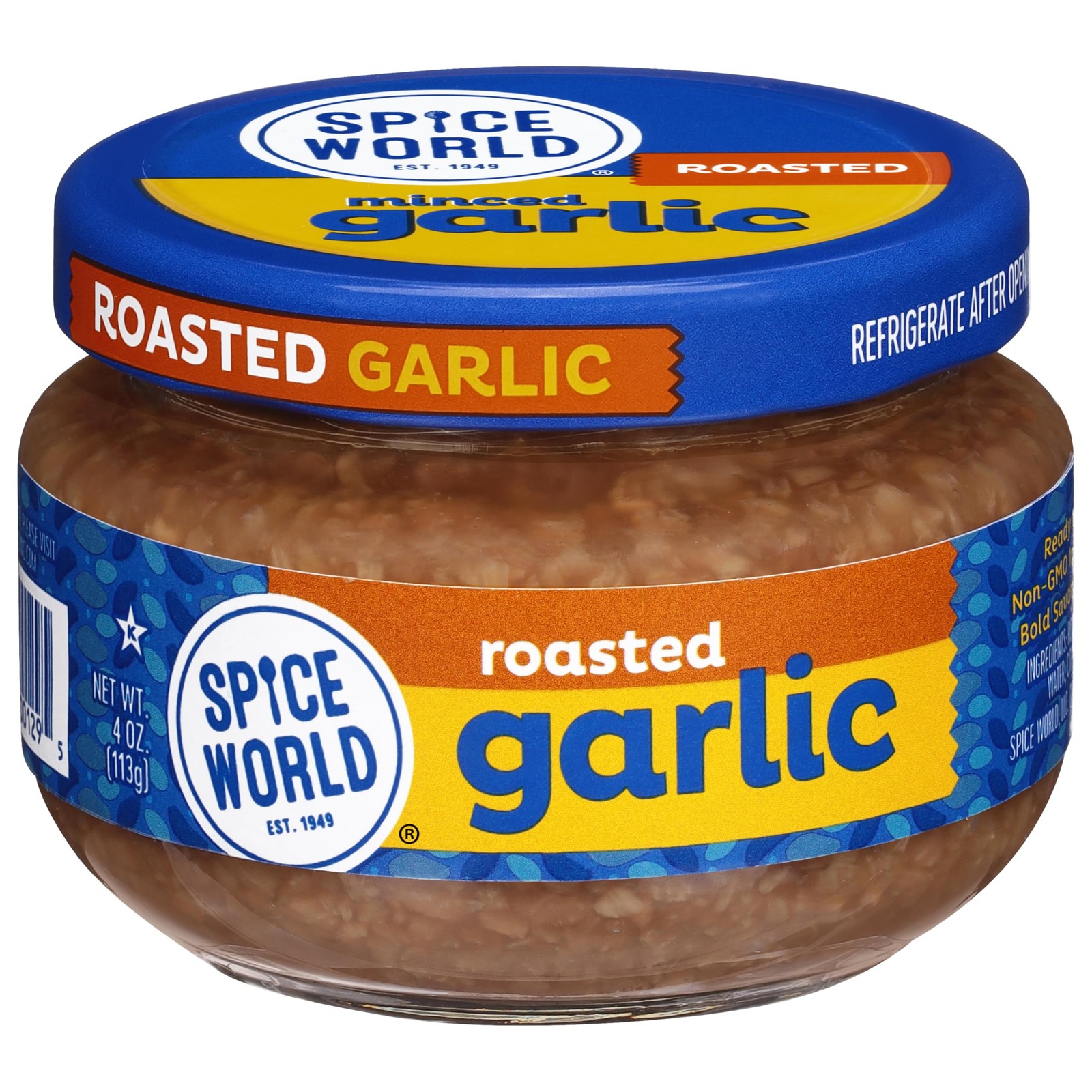 Spice World Roasted Minced Garlic – 4oz Container 4 Ounce (Pack of 1)