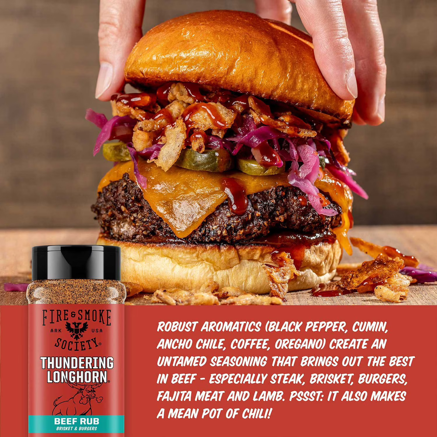 Fire & Society Thundering Longhorn BBQ Seasoning, Beef Rub, 17.6 Ounce