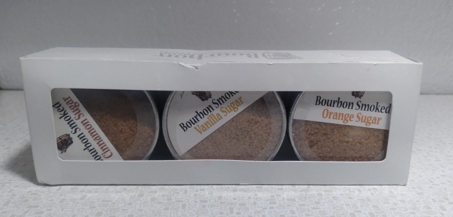 BOURBON BARREL FOODS 3 (4OZ) NEW BOURBON SMOKED SUGAR, CINNAMON, VANILLA, ORANGE