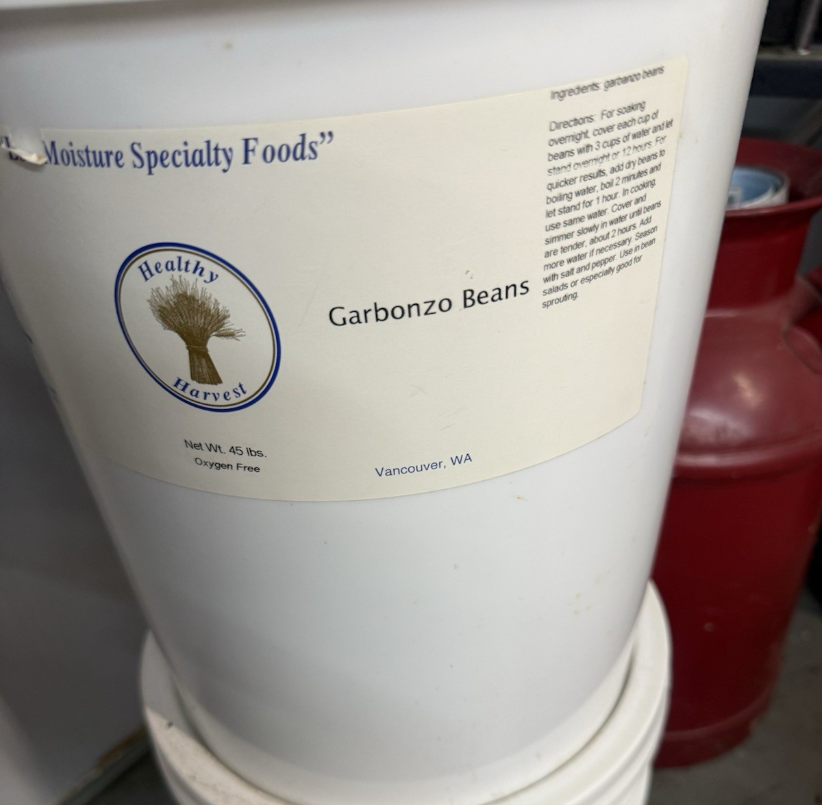 Healthy Harvest Moisture Specialty Foods Gabonzo Beans 45lb Emergency Food