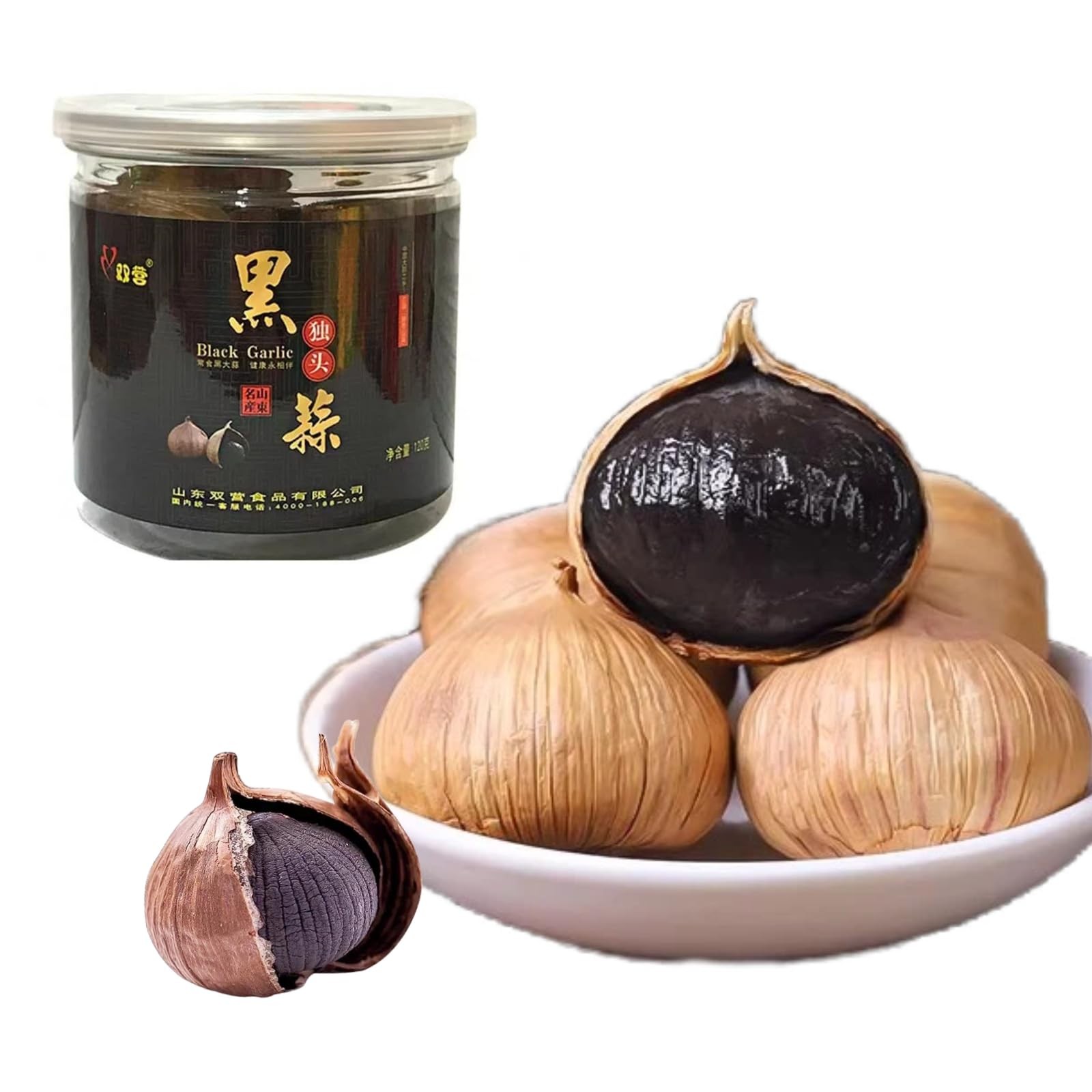 Black Garlic Whole Black Garlic Fermented, 130g Jar, 90-Day Fermented & Aged,…
