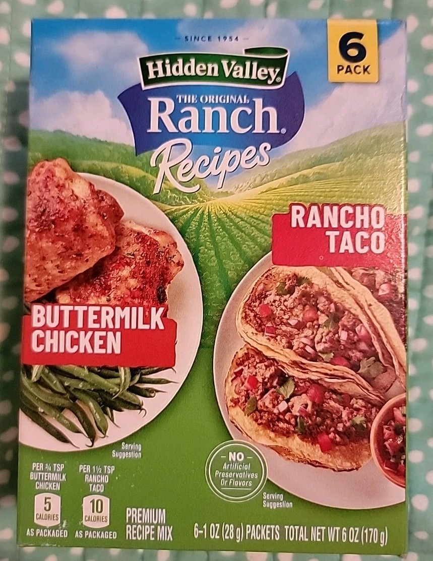 Box (6) 1 Oz. Each Hidden Valley Ranch Recipes Buttermilk Chicken/Rancho Taco