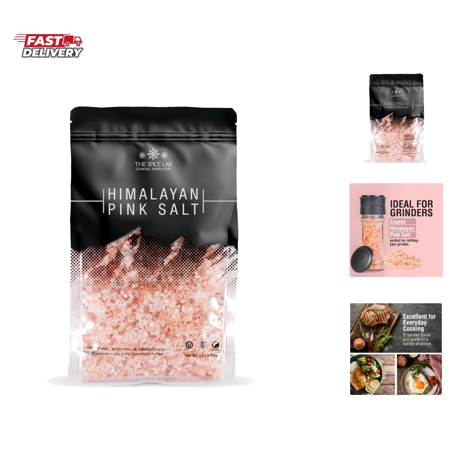 Pink Himalayan Salt – Coarse Grain – 2.2 lb Bag – All Purpose Cooking & Grind…